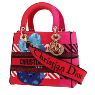 Dior Lady D-Lite handbag in pink canvas1:1High-quality replica