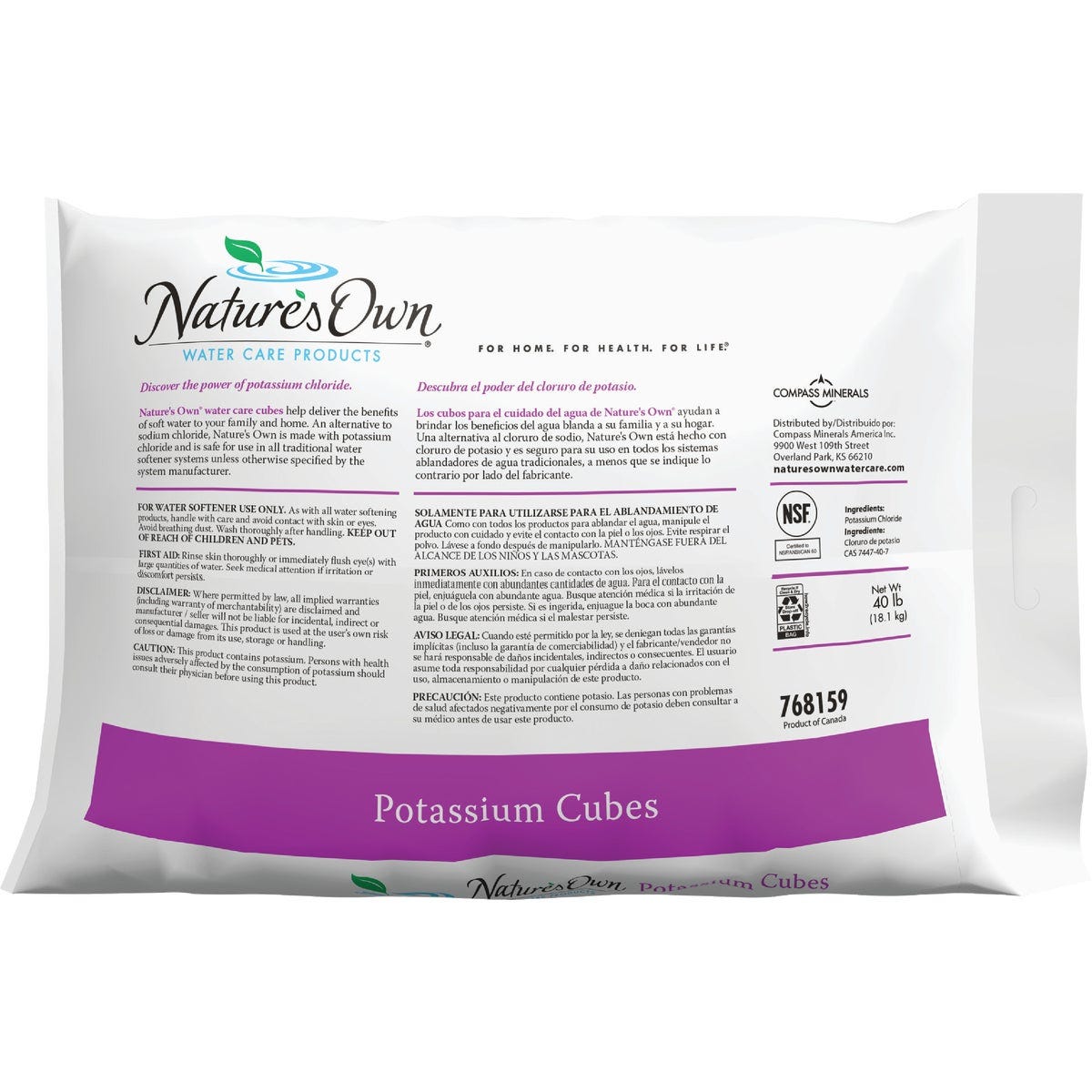 Nature's Own 40 Lb. Potassium Water Softener Salt Cubes
