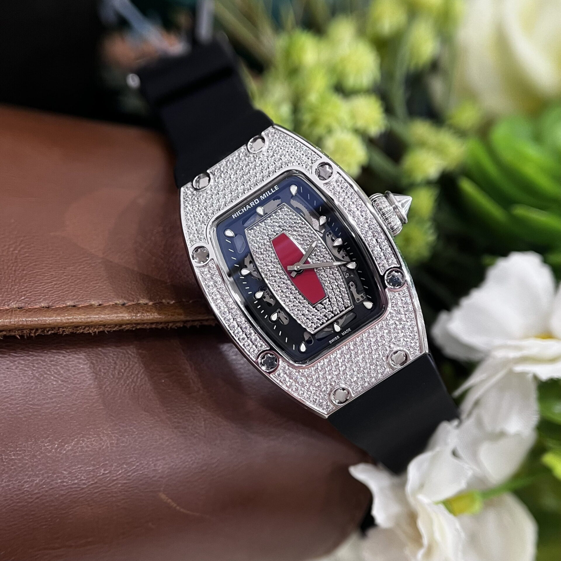 Richard Mille Fake Watch RM007 Red Dial Rubber Strap 36mm - Elite Watch Atelier