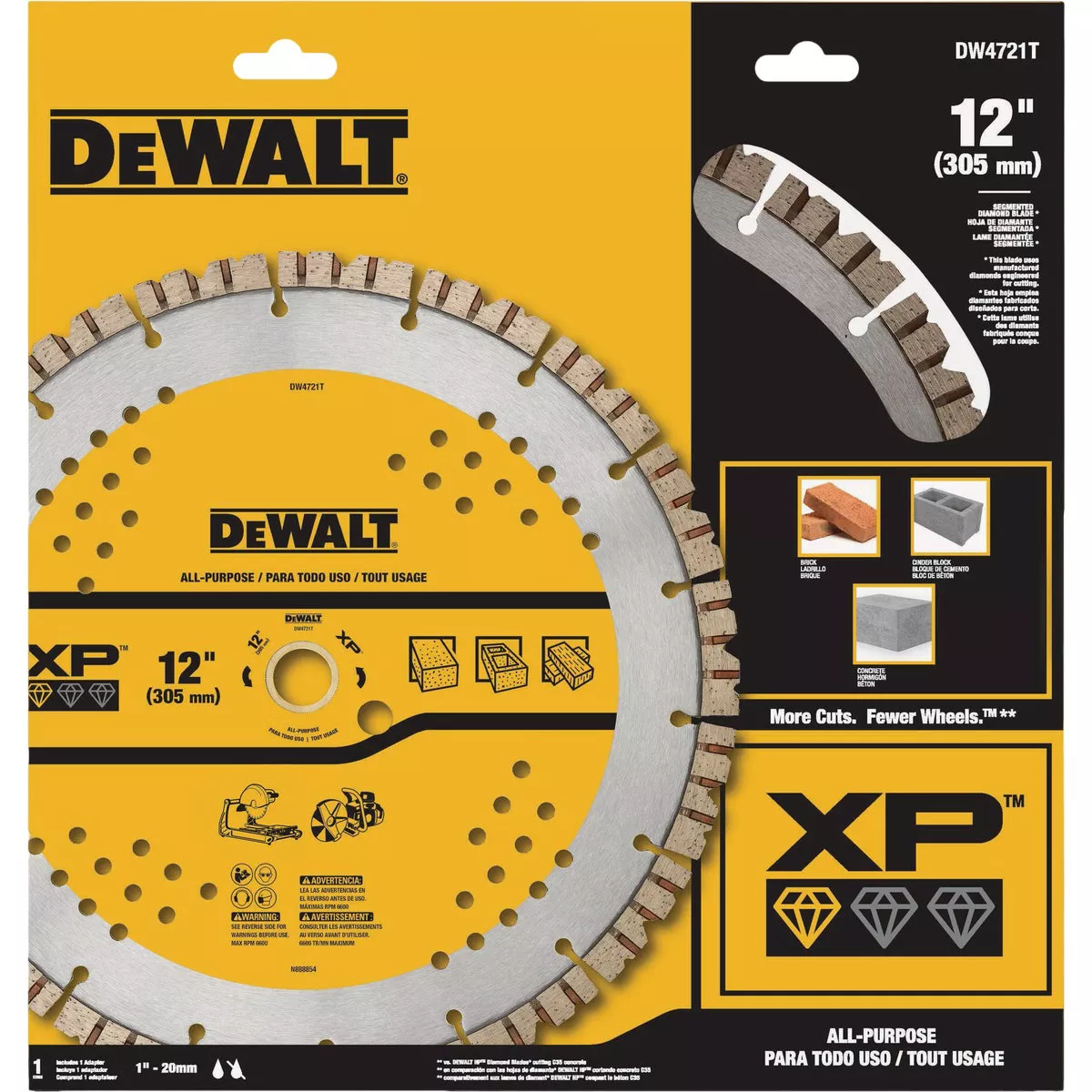 DEWALT Extended Performance 12 In. Segmented Rim Dry/Wet Cut Diamond Blade