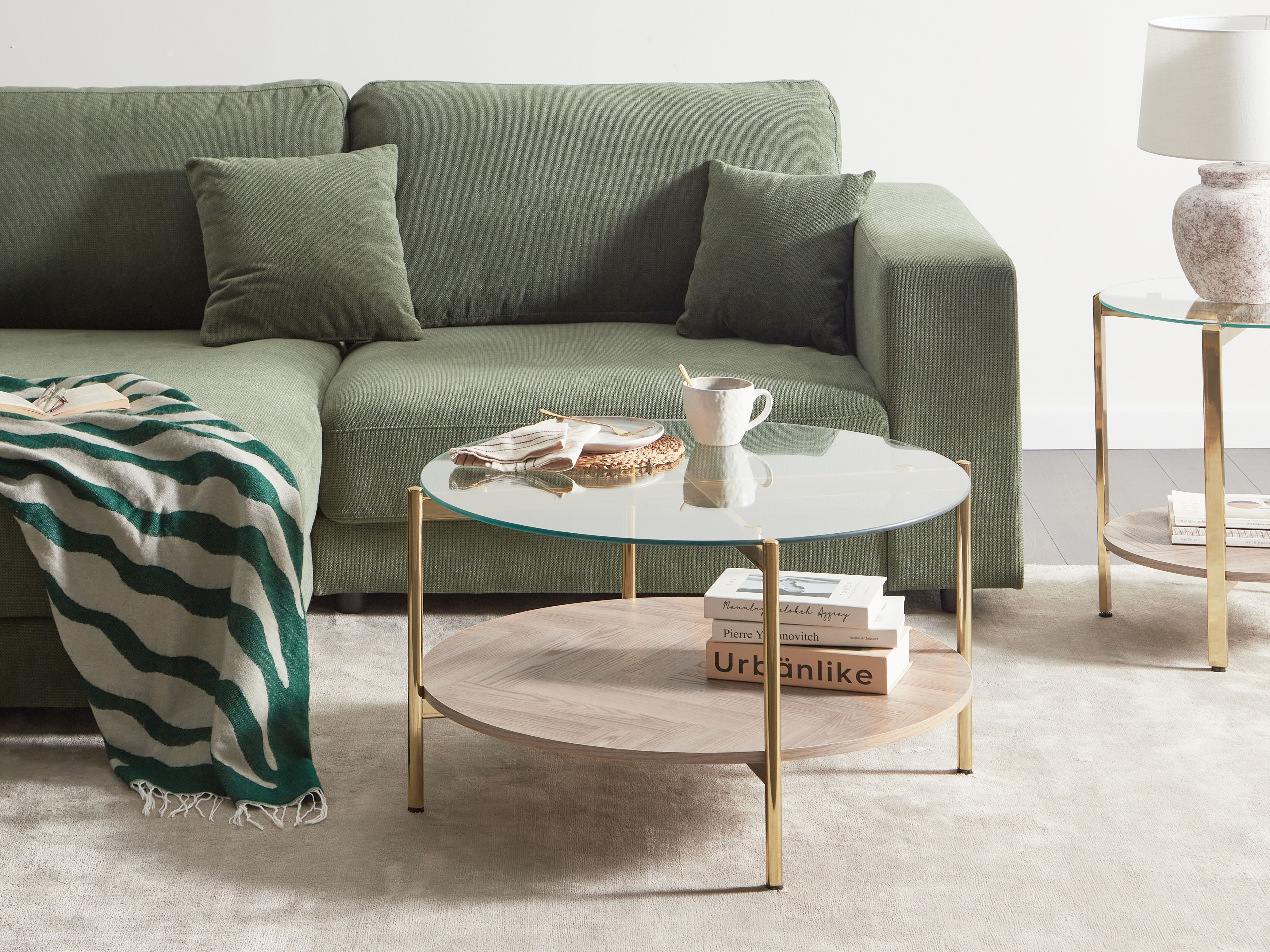 Coffee Table LOVELL Tempered Glass Gold