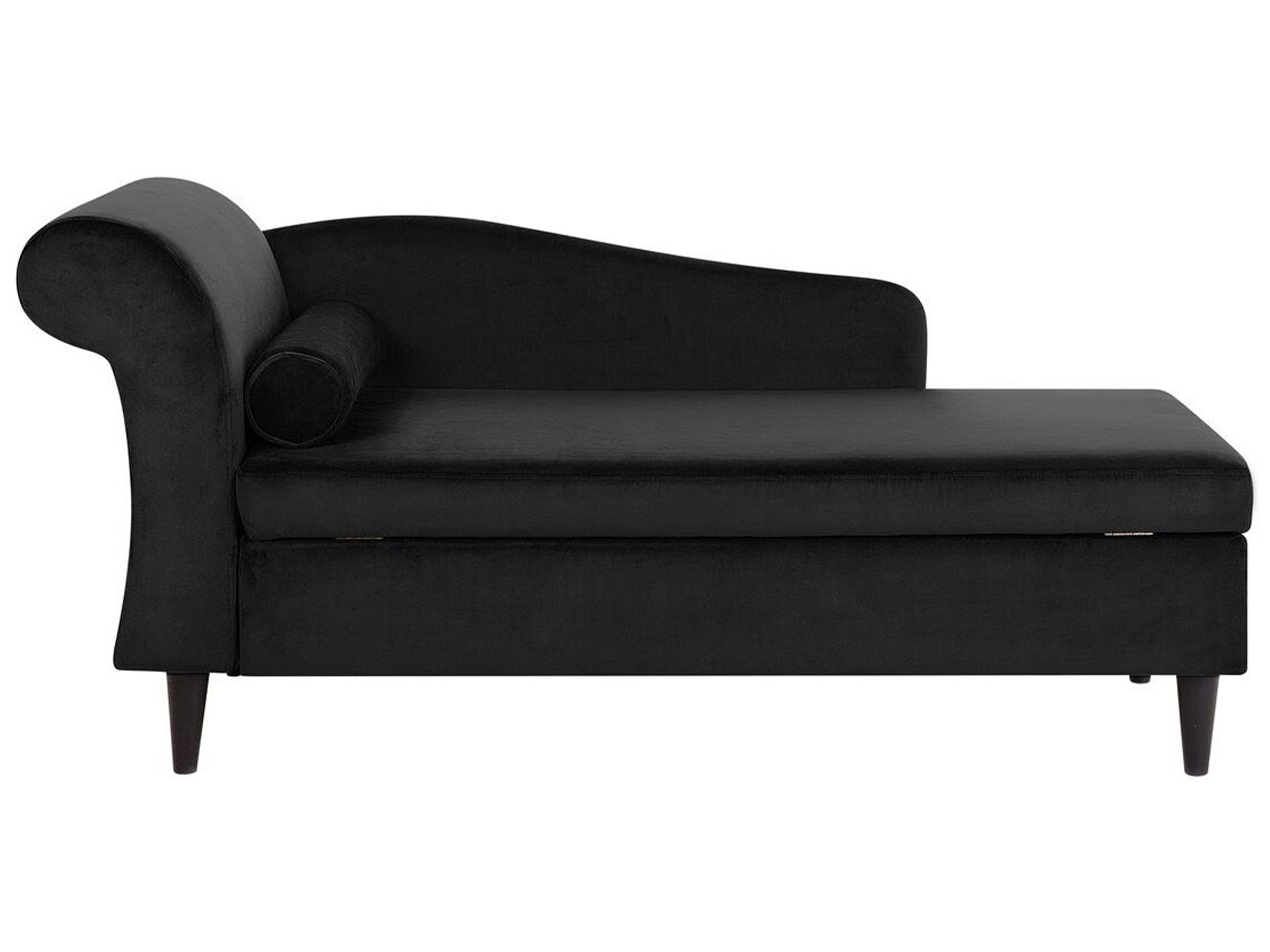 Left-Hand Chaise Lounge LUIRO Velvet Black with Storage