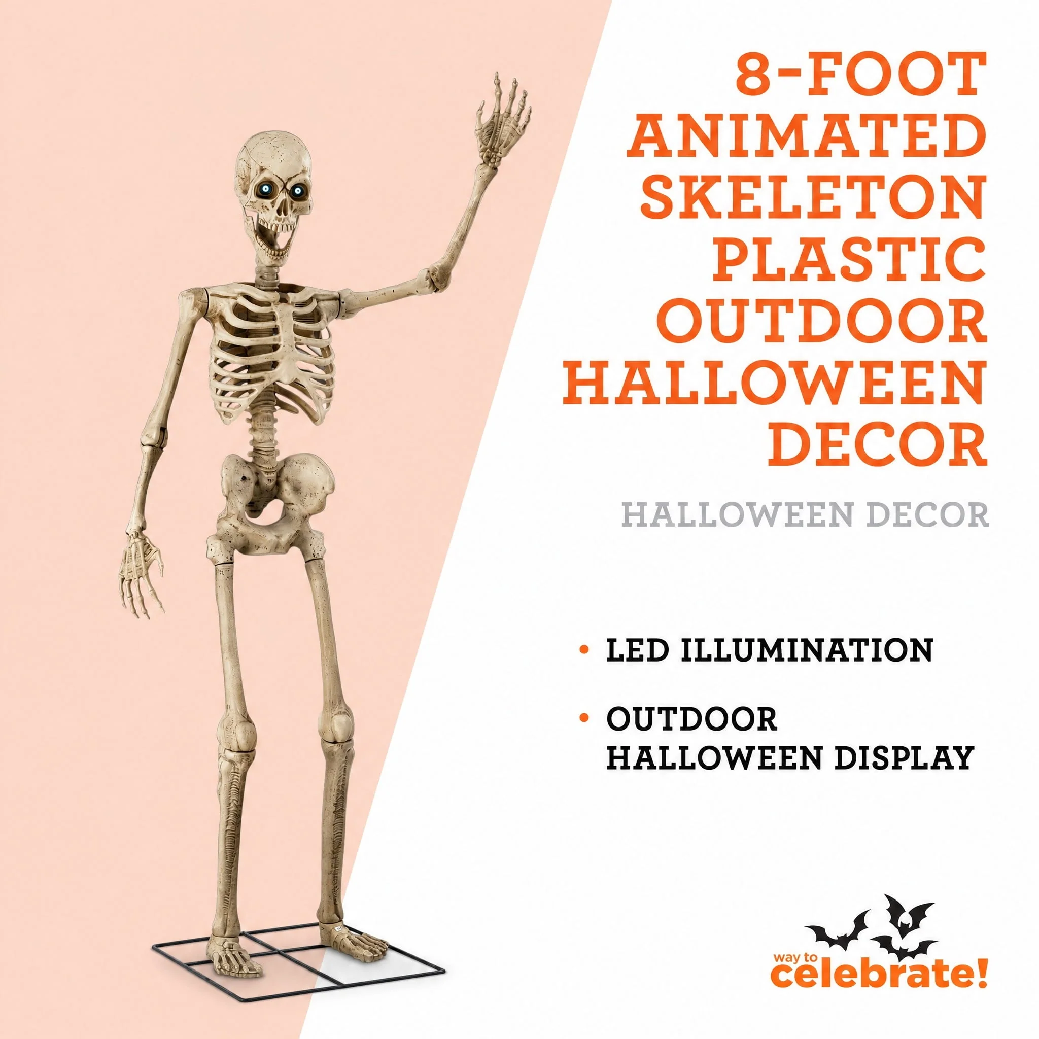 Way To Celebrate 8-Foot Animated Skeleton Plastic Outdoor Halloween Decor - Image 3 Way To Celebrate 8-Foot Animated Skeleton Plastic Outdoor Halloween Decor - Image 3