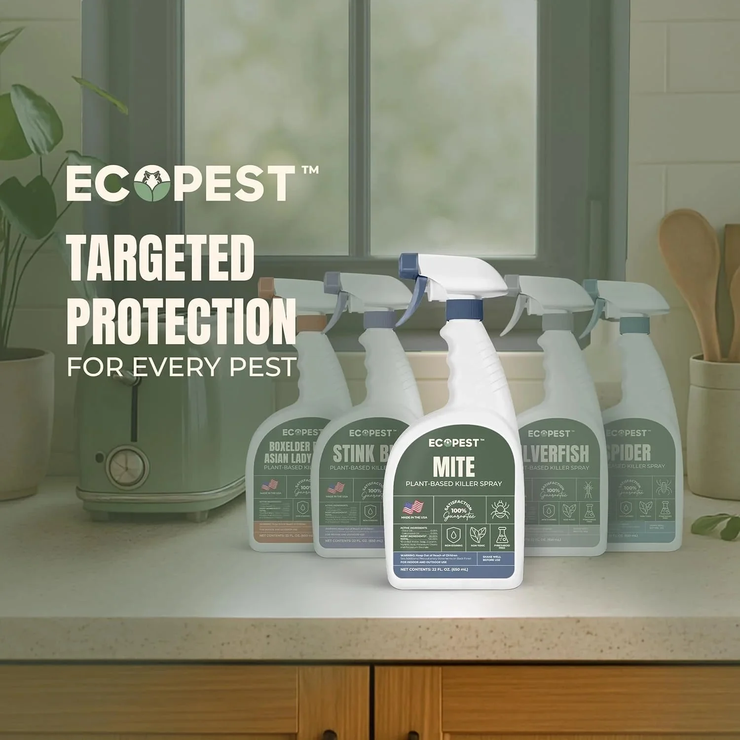 EcoPest Mite Spray Natural Killer For Dust, Bird, Spider, Scabies And Other Mites - 1 Gallon
