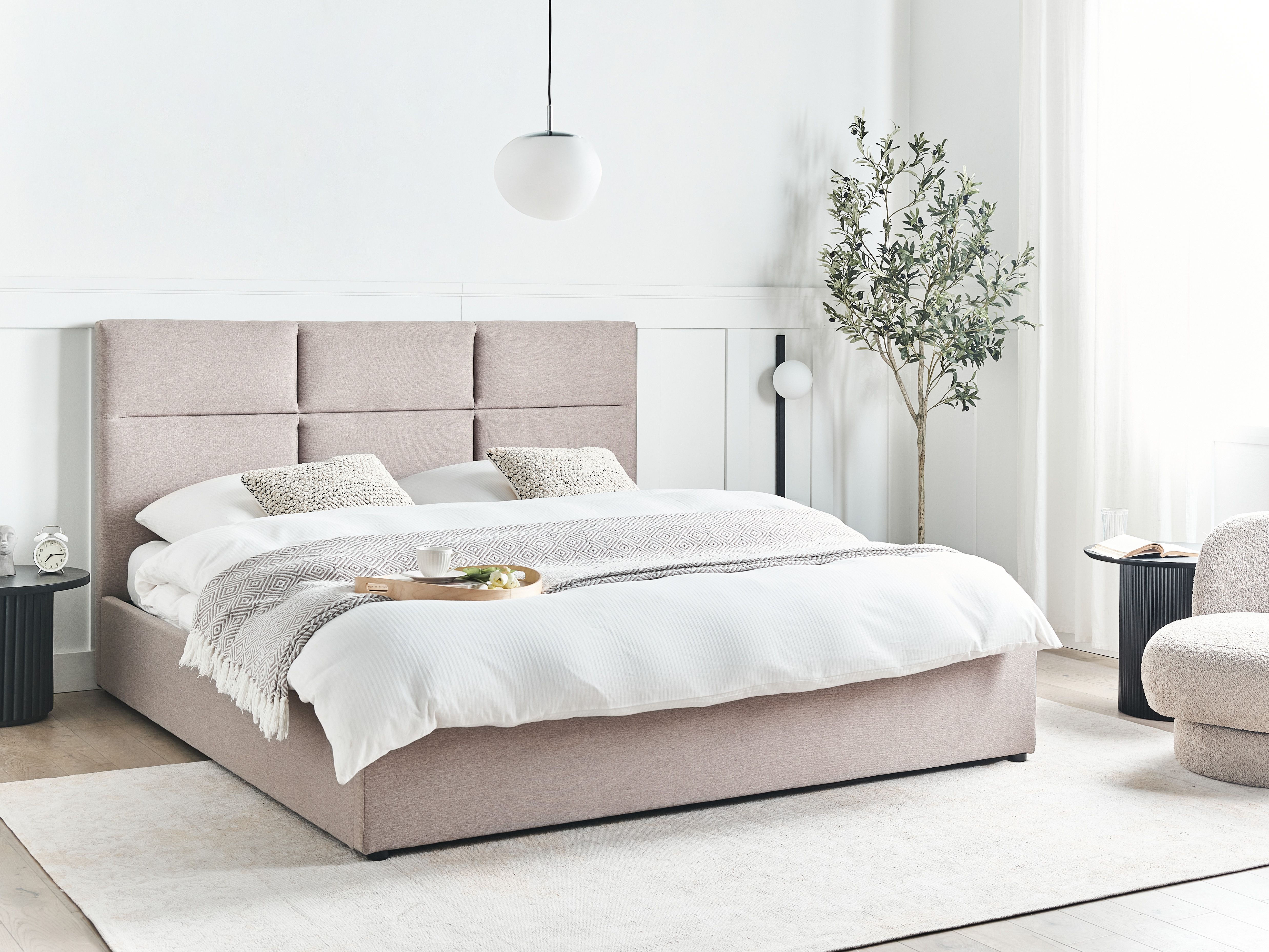 Ottoman Bed Fabric LAGORD 180 x 200 cm (EU Super King) Taupe