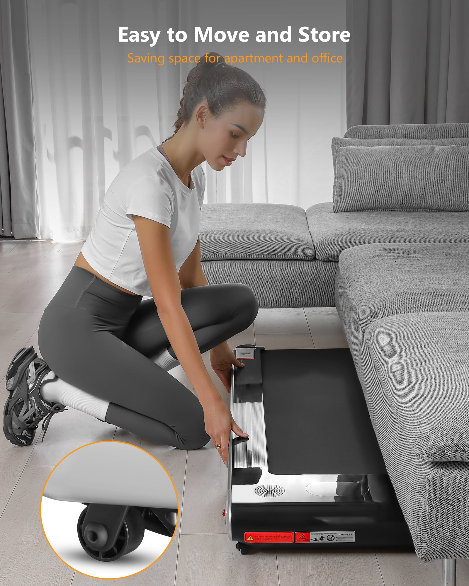 Zzistar Walking Pad Electric Treadmill, 2.5HP 0.6-3.8 mph Remote & Button Control Under Desk Treadmill with LCD Monitor