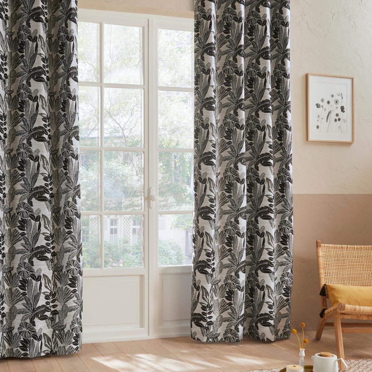 Curtain "Bejuco", jacquard pattern Black, 140x260 cm