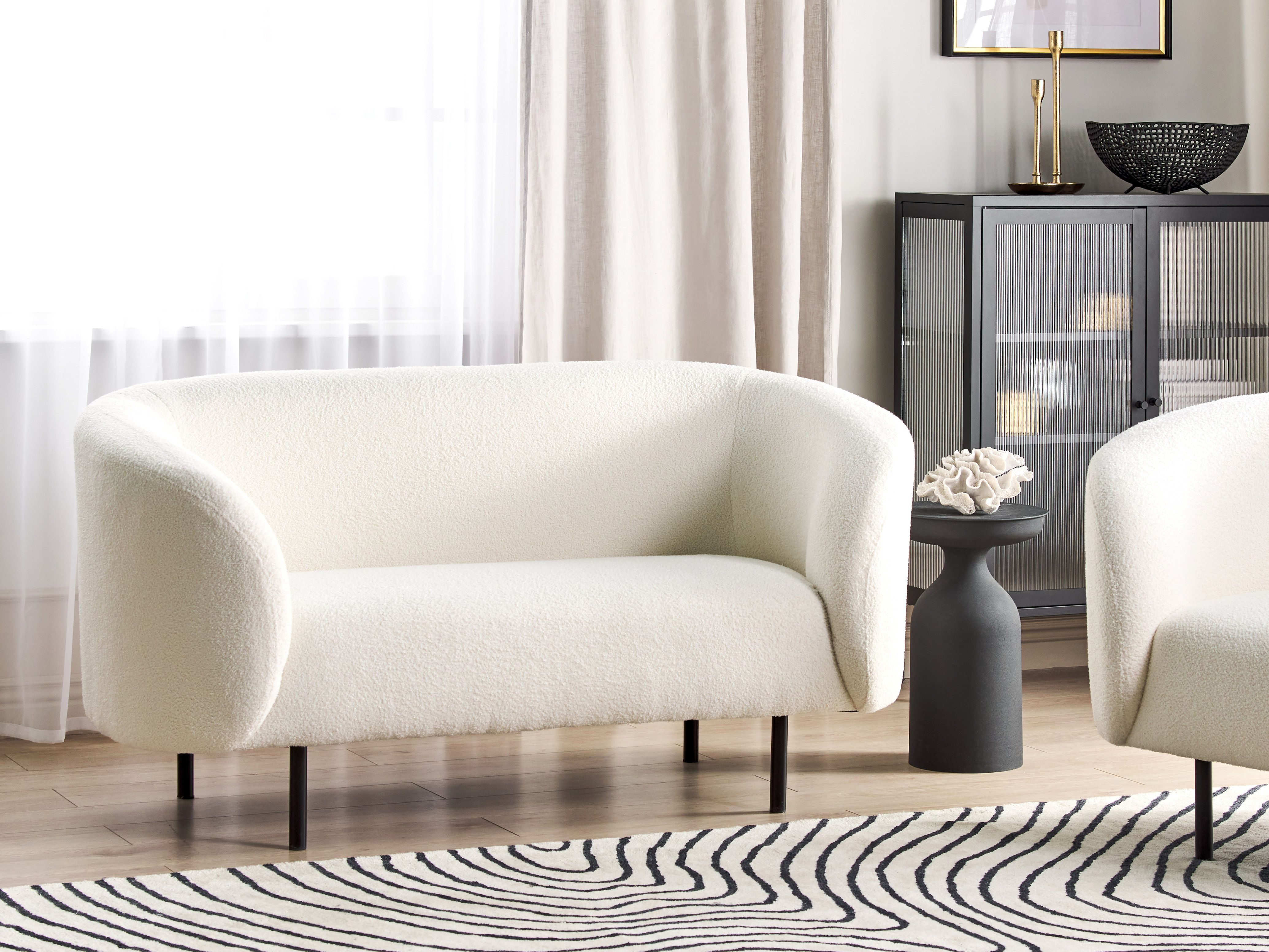 Sofa 2 Seater LOEN Boucle White