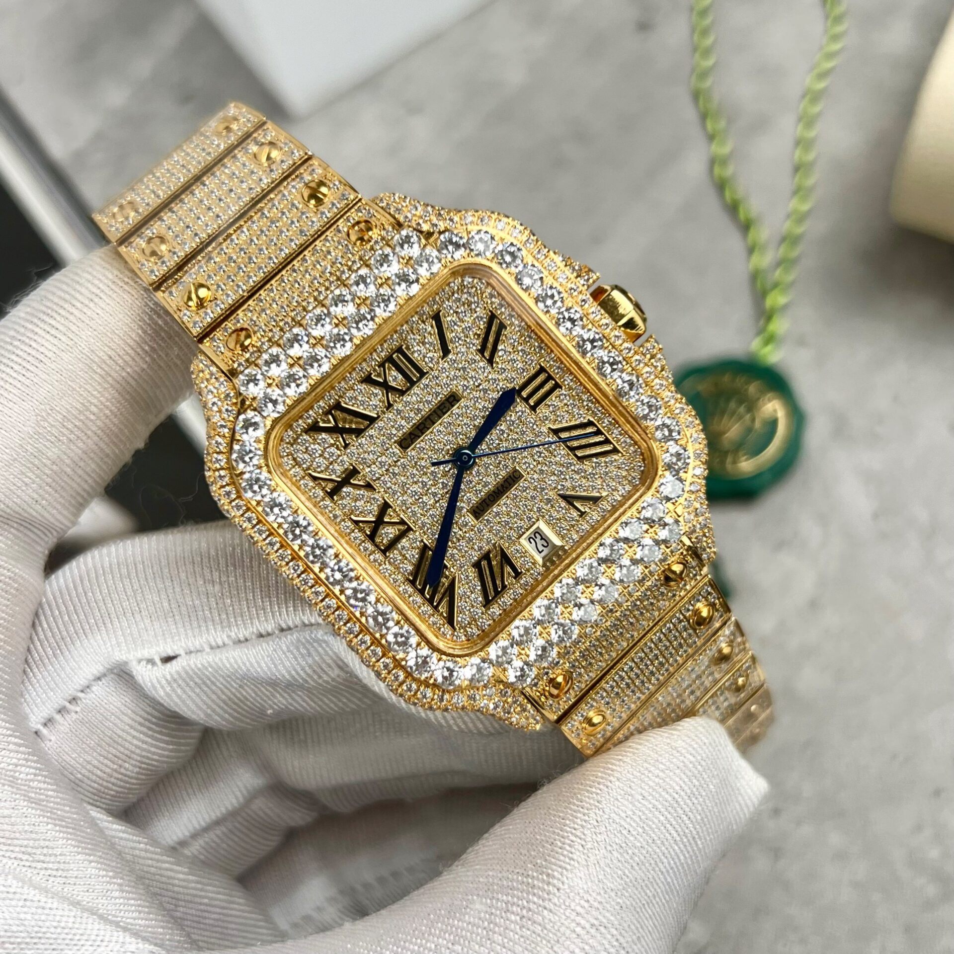 Cartier Santos Replica 1:1 Watch With Stone BV Factory 39.8mm - Elite Watch Atelier