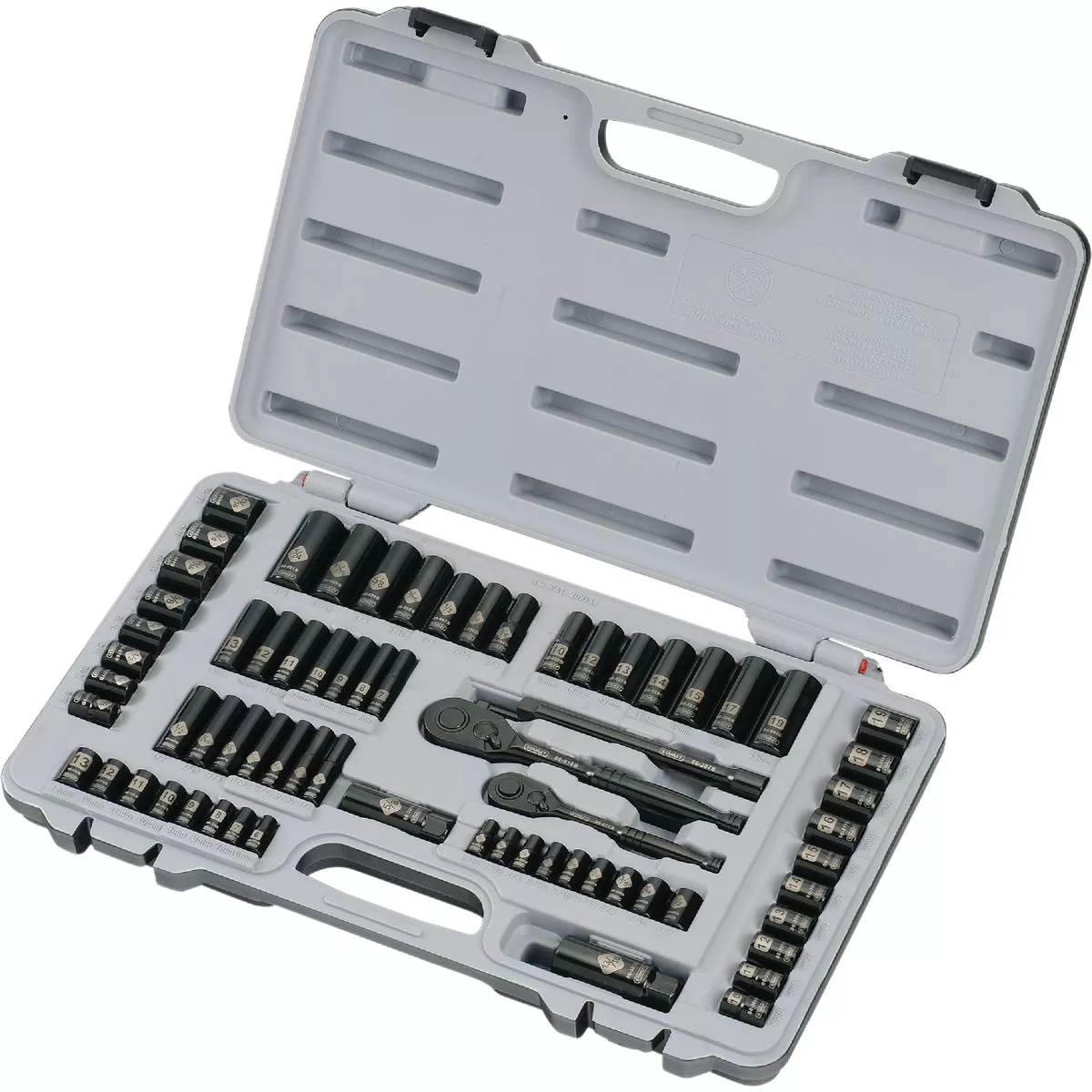 Stanley Standard/Metric 1/4 In. Drive & 3/8 In. Drive Black Chrome Combination Ratchet & Socket Set (69-Piece)