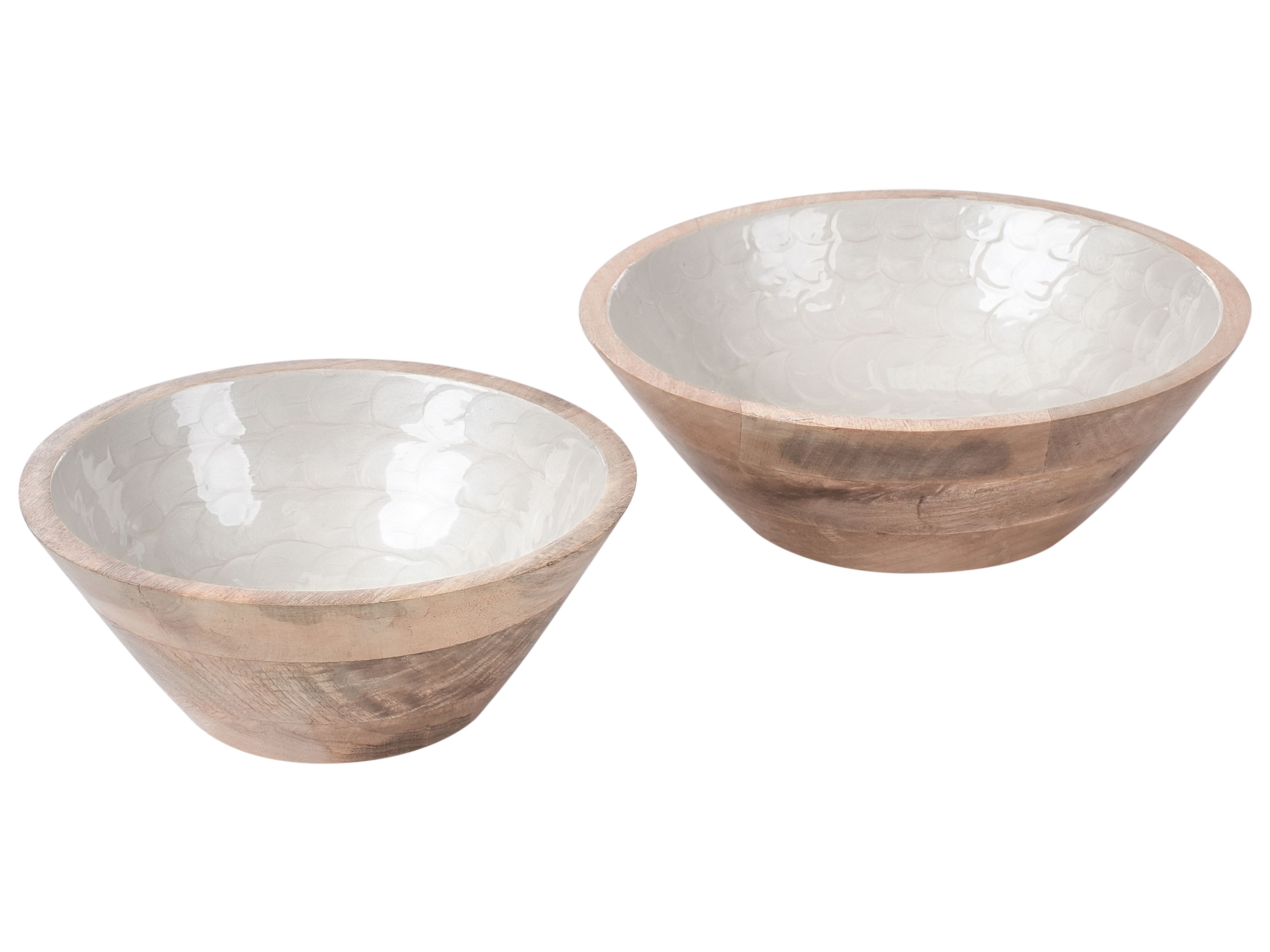 Set of 2 Bowls ARISH Mango Wood Brown/ White