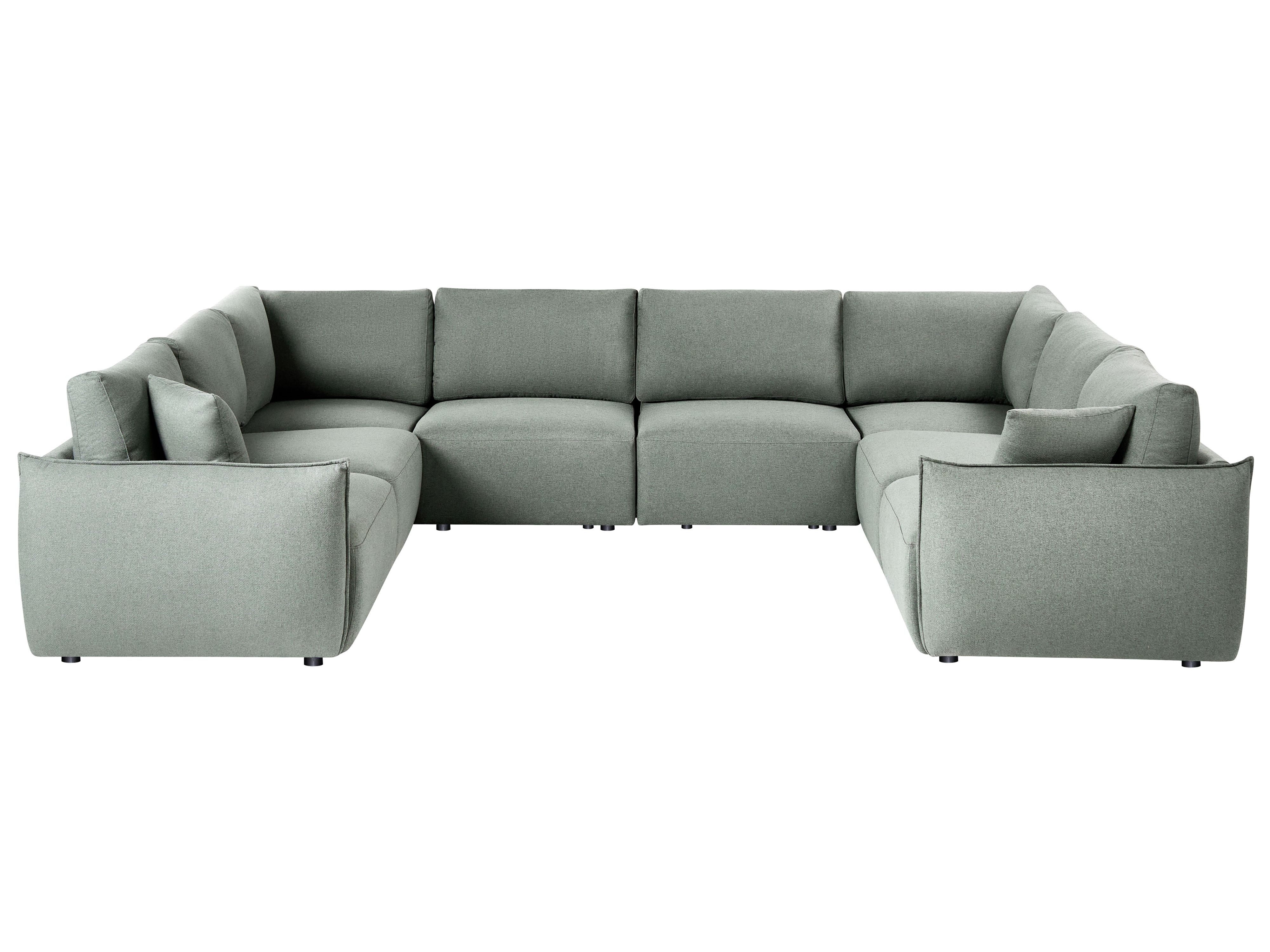 Modular U-Shape Sofa 8 Seater MESNALI Fabric Green