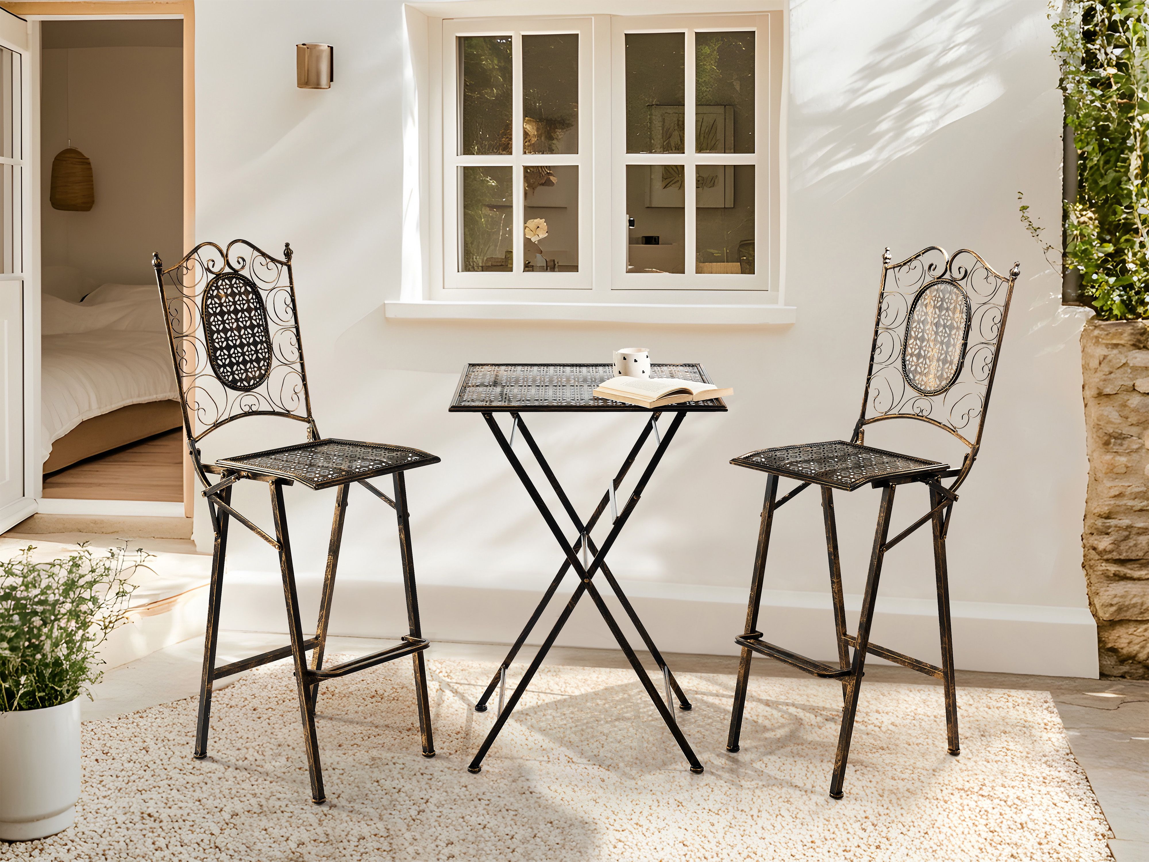 Garden Bar Table BORMIO 60 cm 60 cm Metal Black