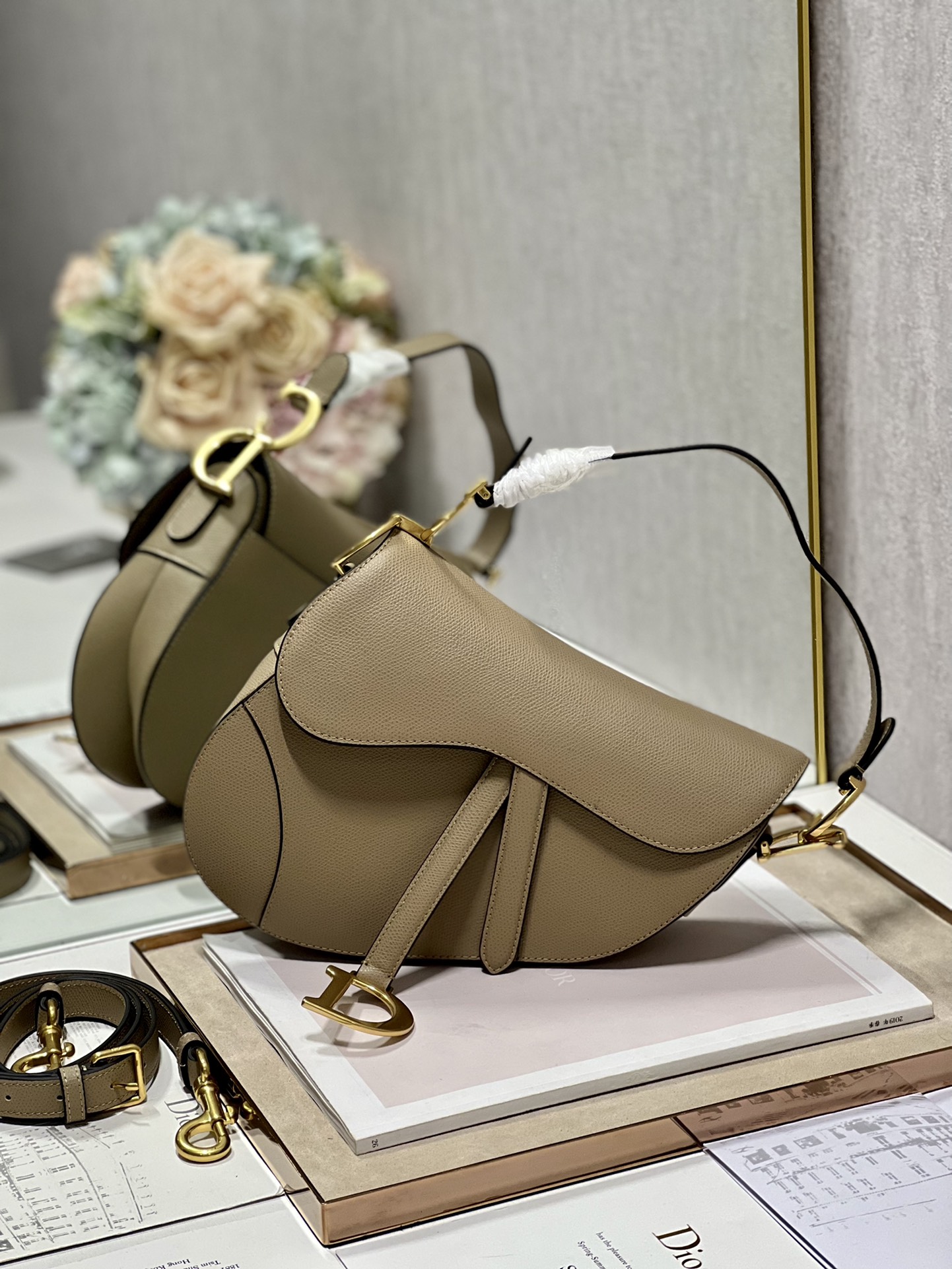 Dior Christian Saddle Bag With Strap Brown For Women 10in/25.5cm