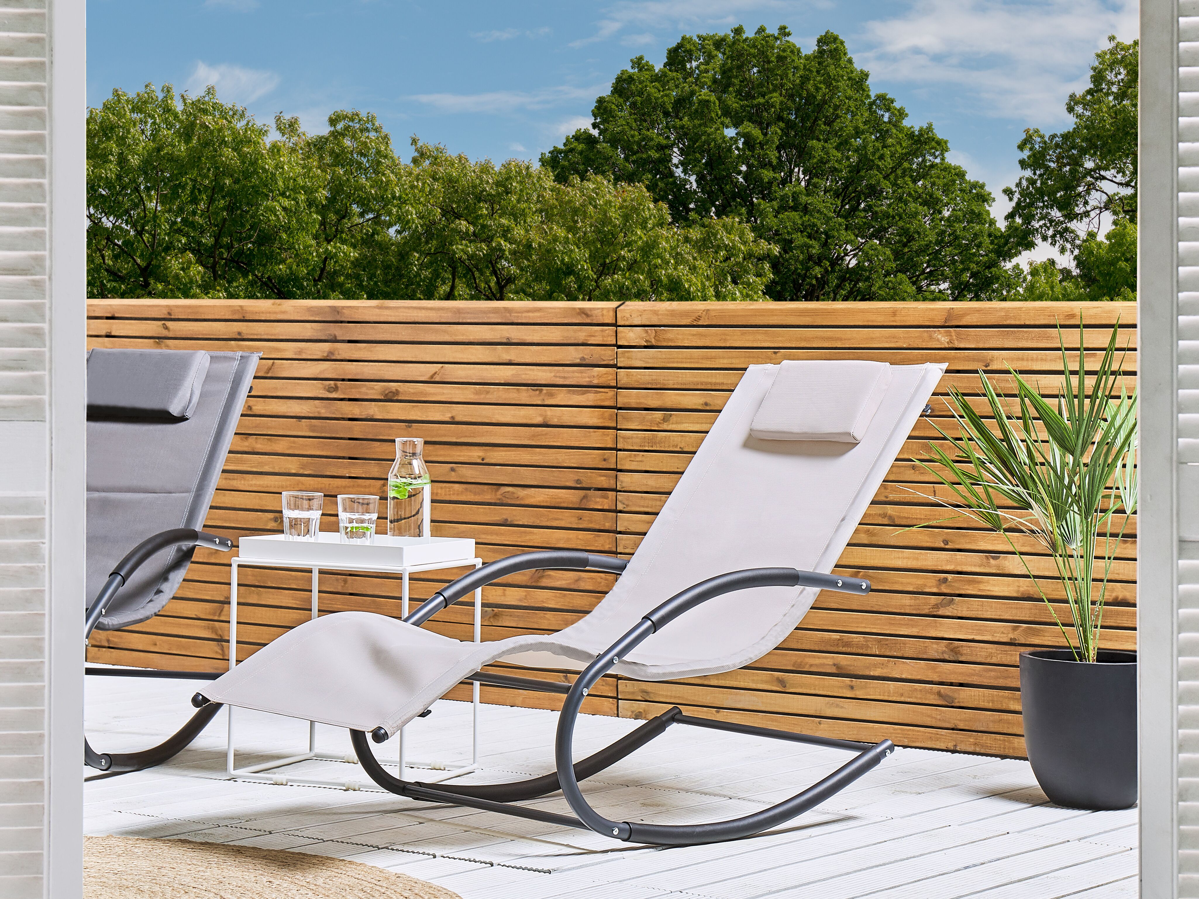 Rocking Sun Lounger CARANO II Metal Beige