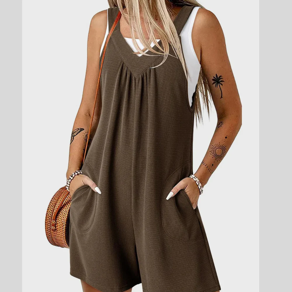 V-Neck Wide Strap Romper - ZKZOOK