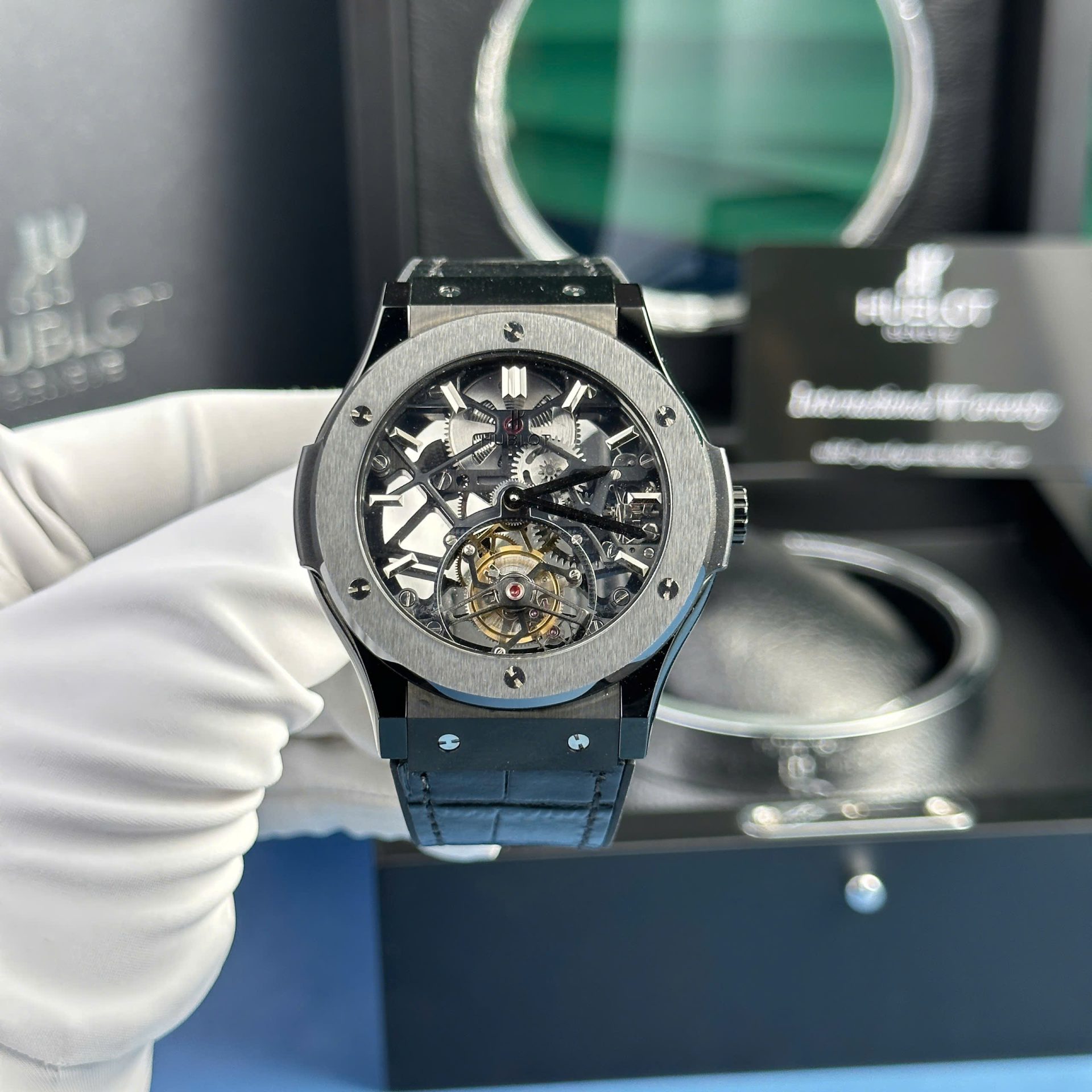 Hublot Replica Watch Classic Fusion Skeleton Tourbillon Black Ceramic 45mm - Elite Watch Atelier