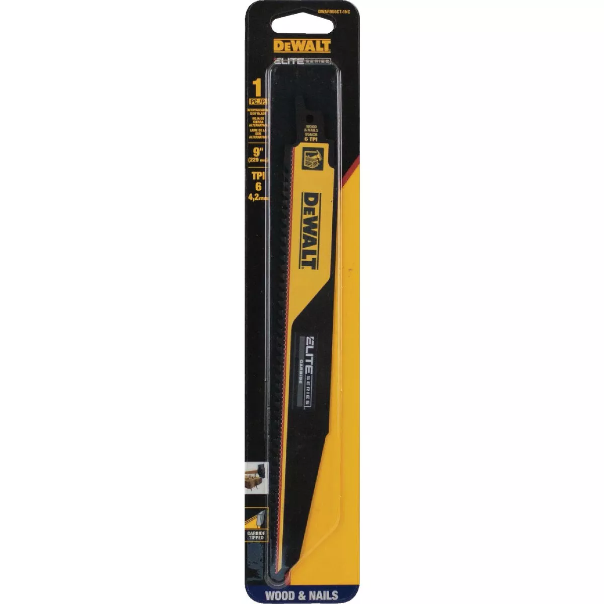 DEWALT Elite Series 9 In 6 TPI Wood with Nails Demolition Reciprocating Saw Blade