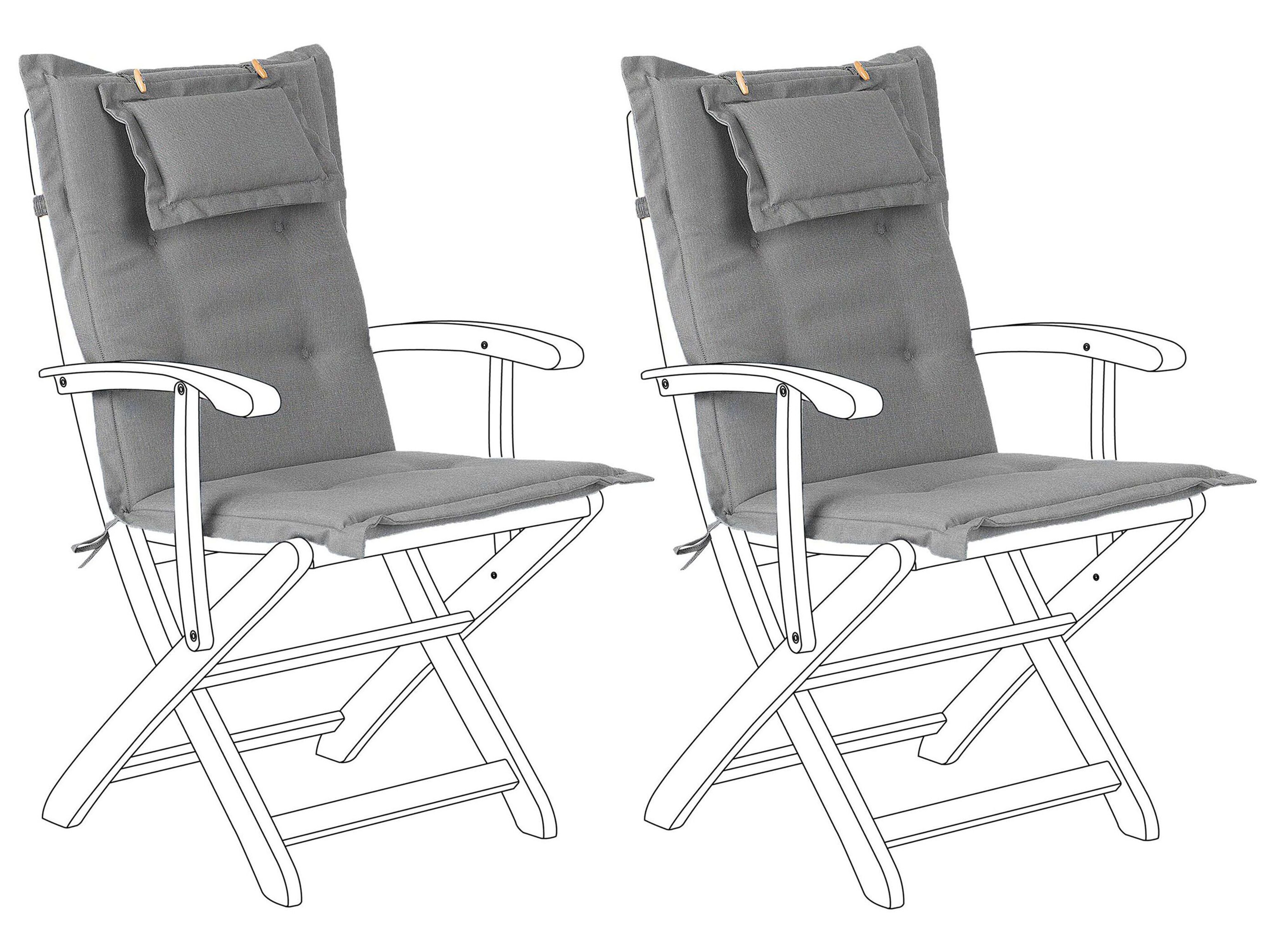 Set of 2 Back/Seat Cushions MAUI 40 x 54 cm Grey