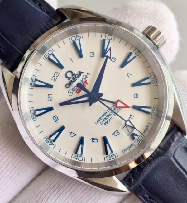 Replica Omega Seamaster CO-AXIAL 150M GoodPlanet SS GMT White Dial Leather A8605 - Top club