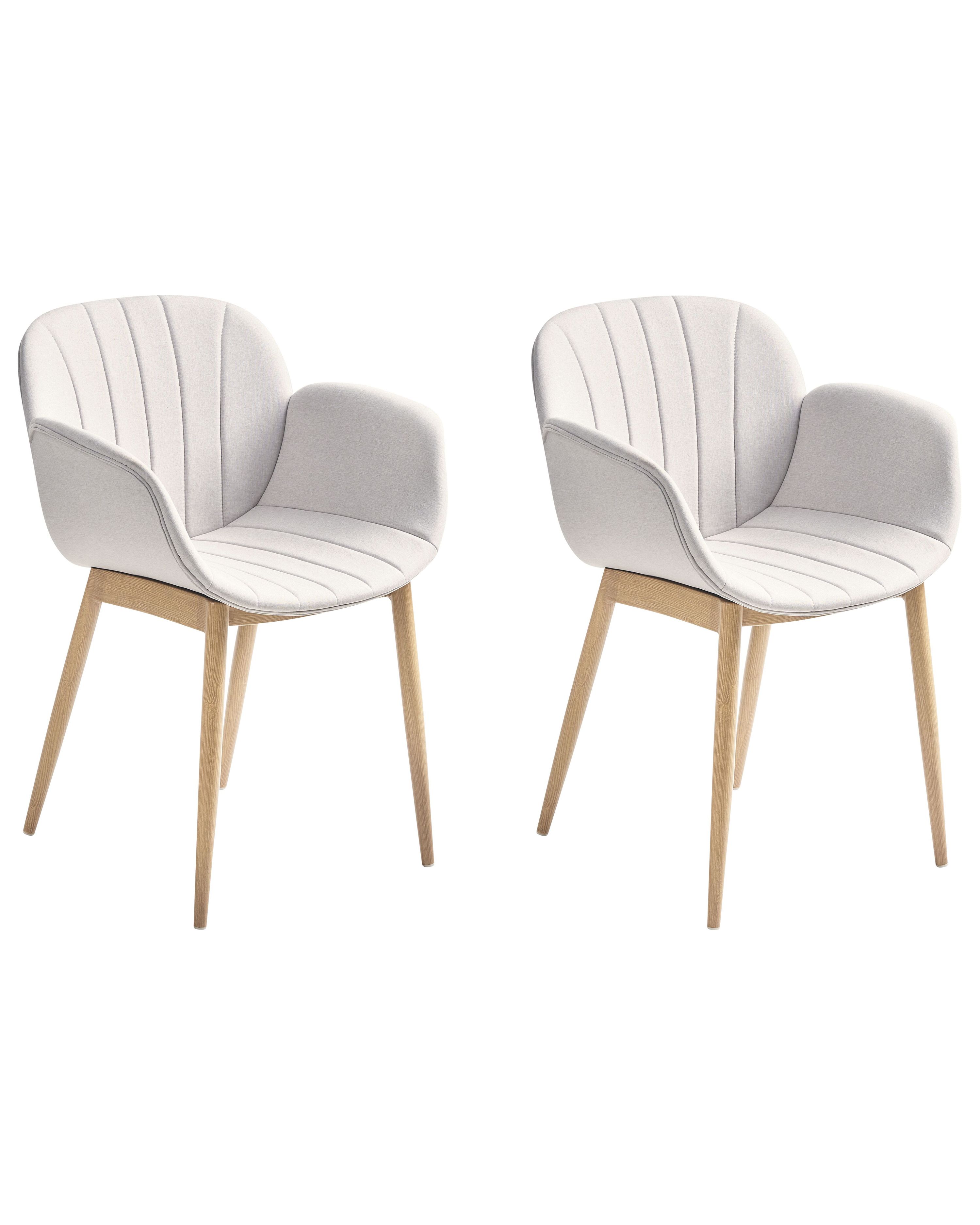 Set of 2 Dining Chairs ALICE Fabric Light Grey
