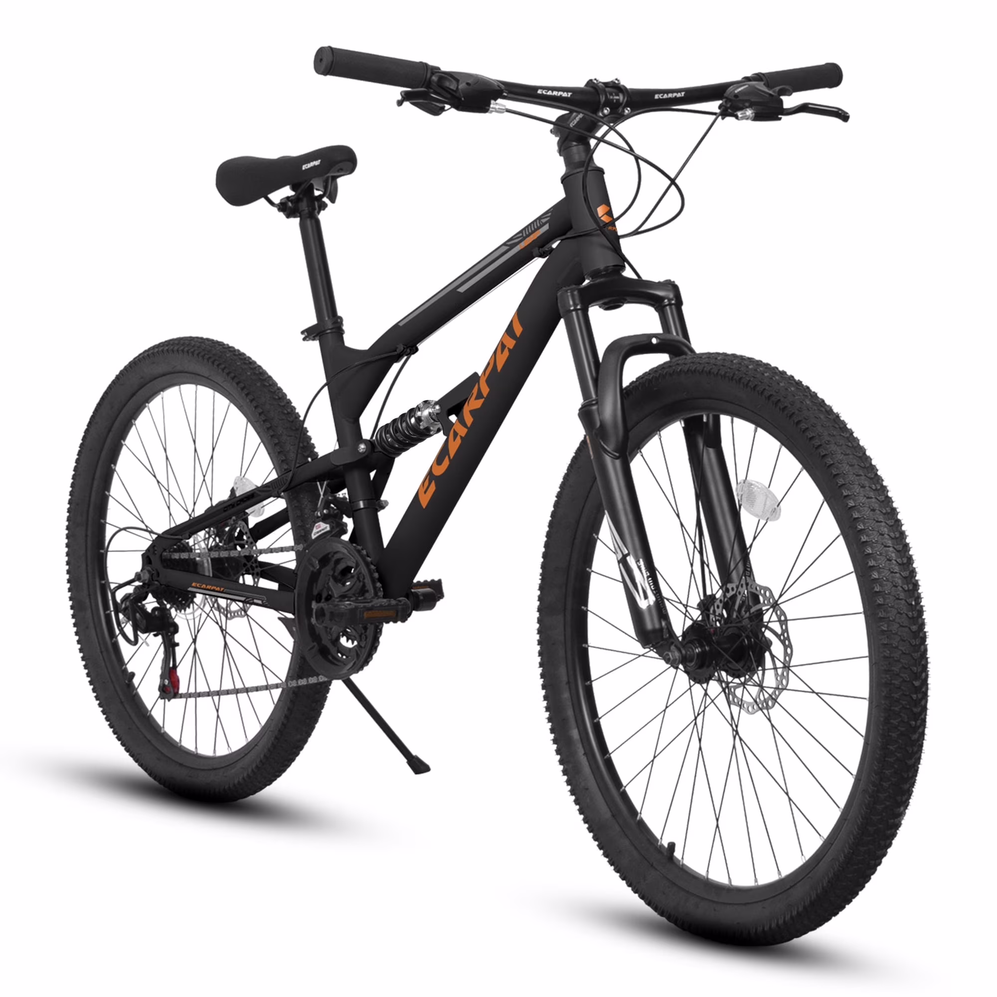 26 Inch Mountain Bike, Dual Full Suspension 21-Speed Disc Brakes Thumb Shifter, Carbon Steel Frame Mountain Bike, Mens Womens Trail Commuter City Bicycles