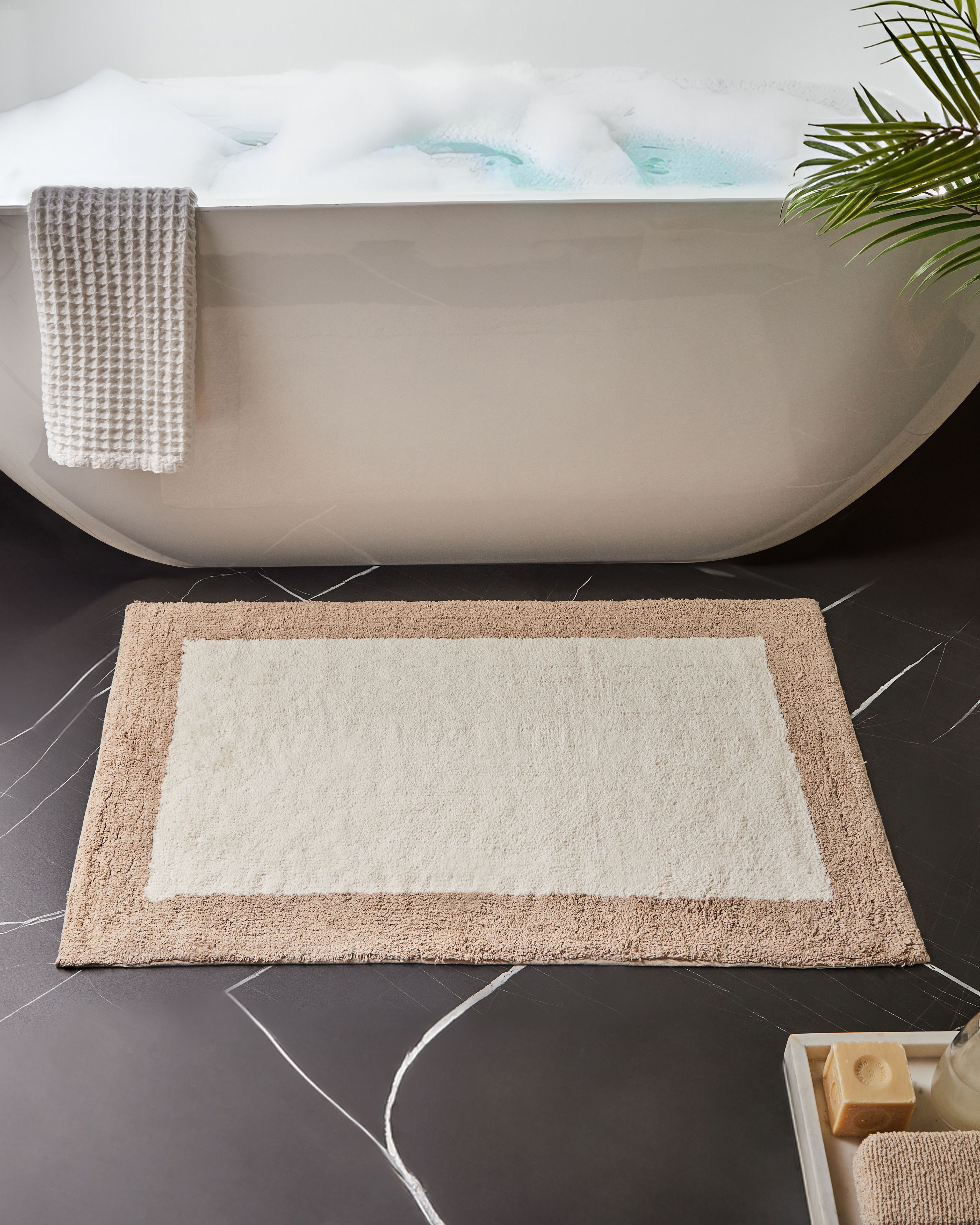 Bath Mat KABRI Brown/ Beige 60 x 90 cm Cotton