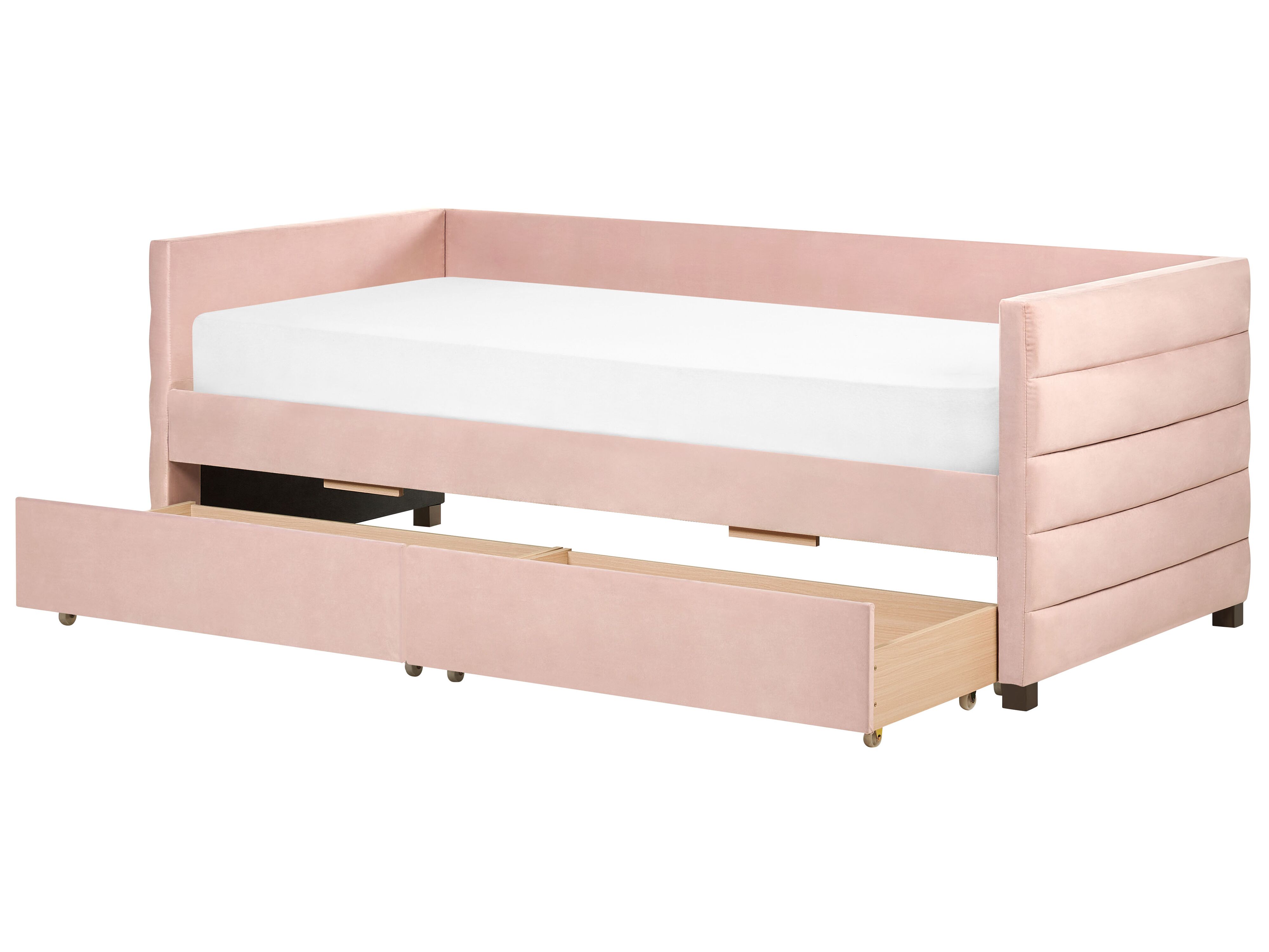 Daybed with Storage Velvet MARRAY 90 x 200 cm (EU Single) Pastel Pink