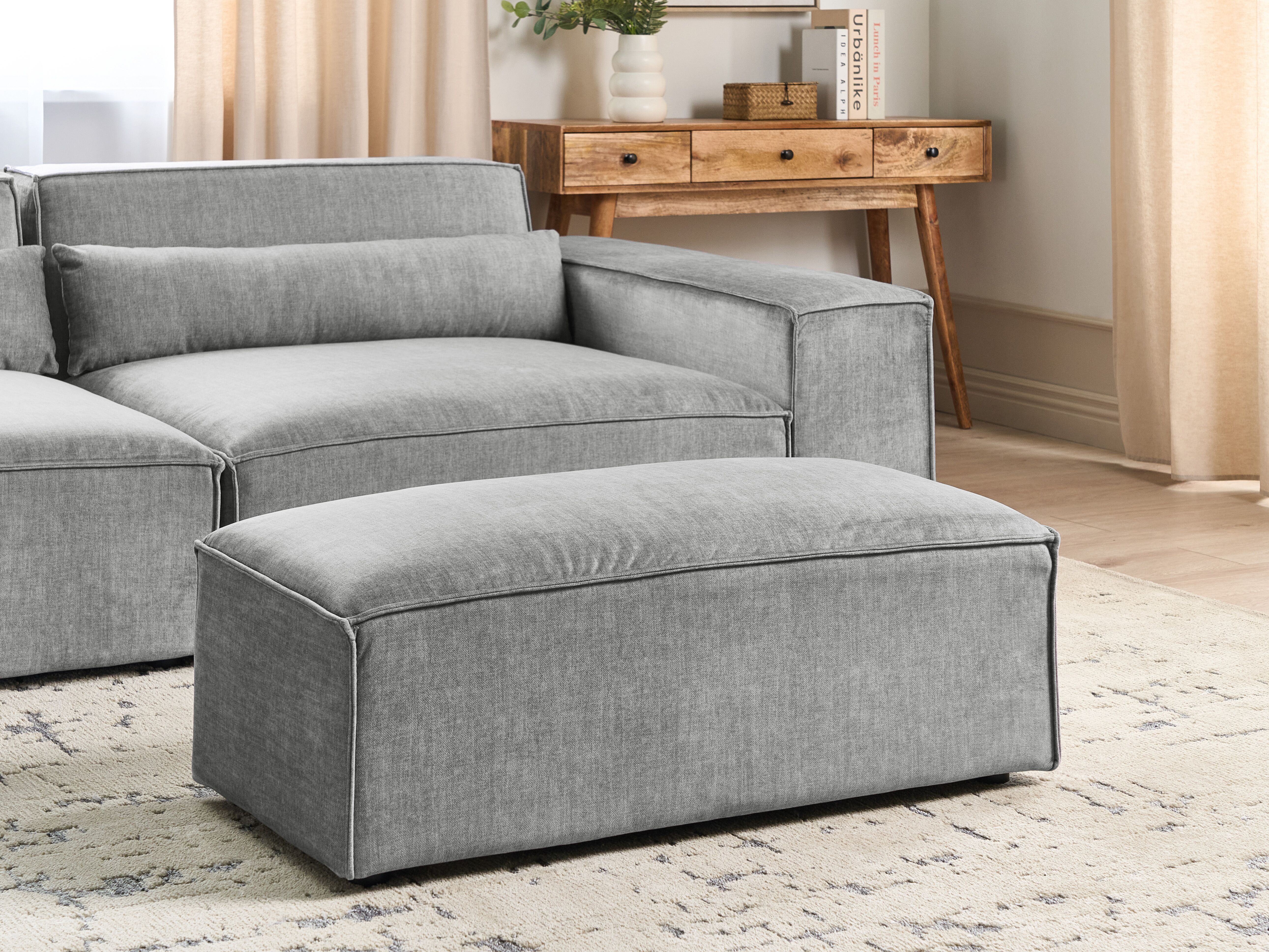 Ottoman HELLNAR Fabric Grey