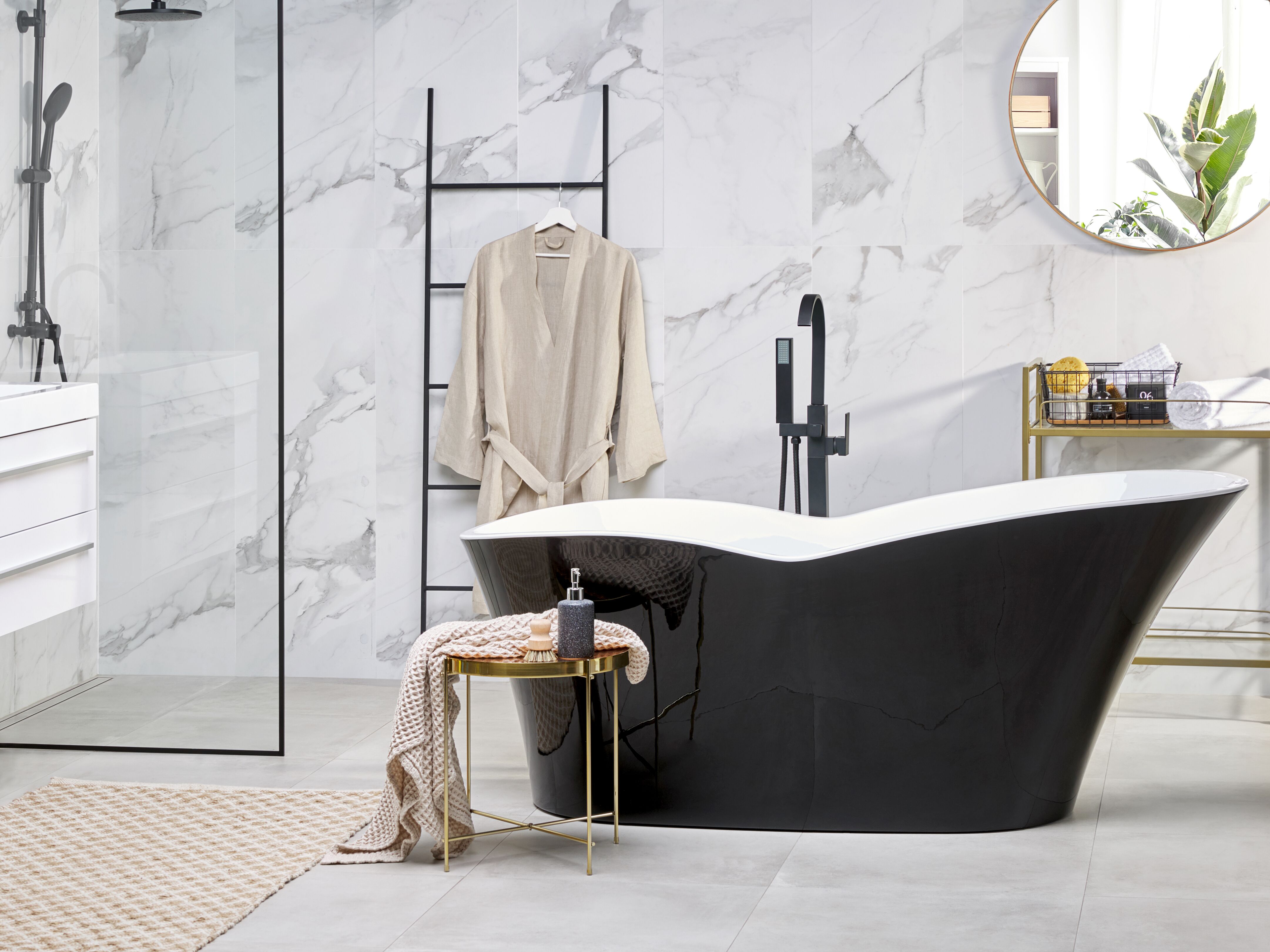 Freestanding Bathtub DULCINA 1700 x 800 mm Black/ White