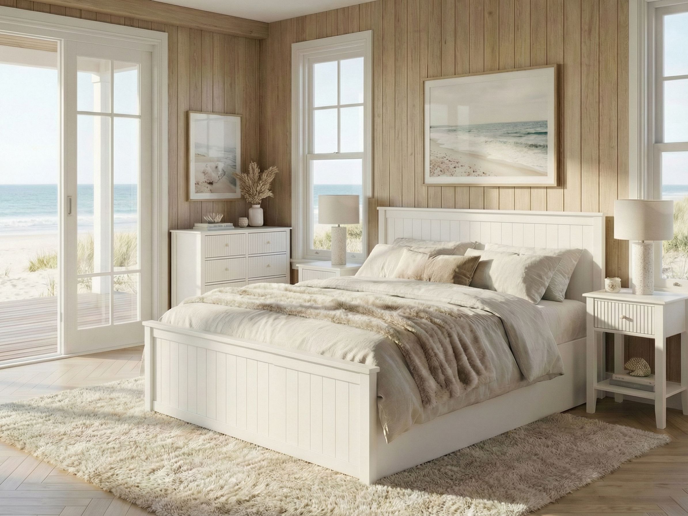 Ottoman Bed Pine Wood LAMBRES 180 x 200 cm (EU Super King) White