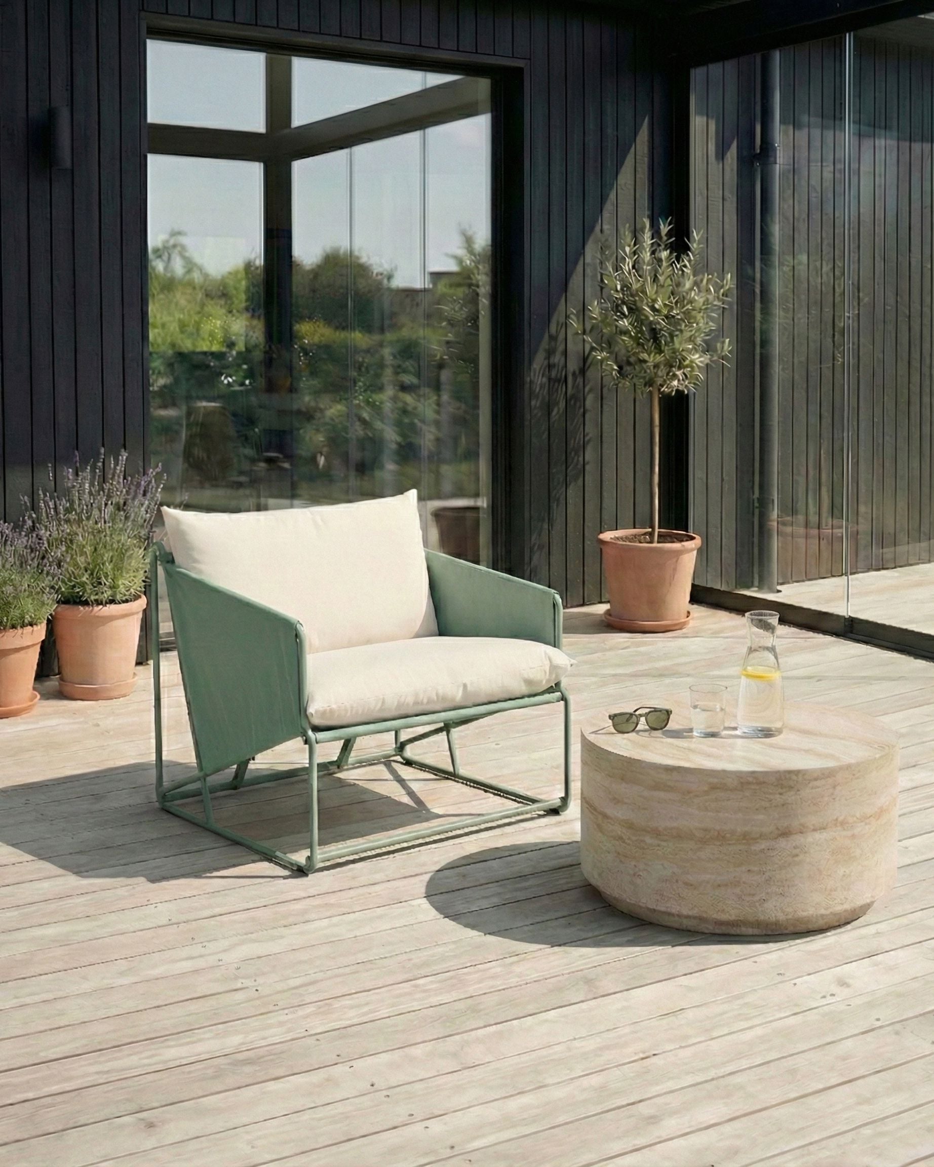 Garden Chair with Cushion PONTE Metal Green