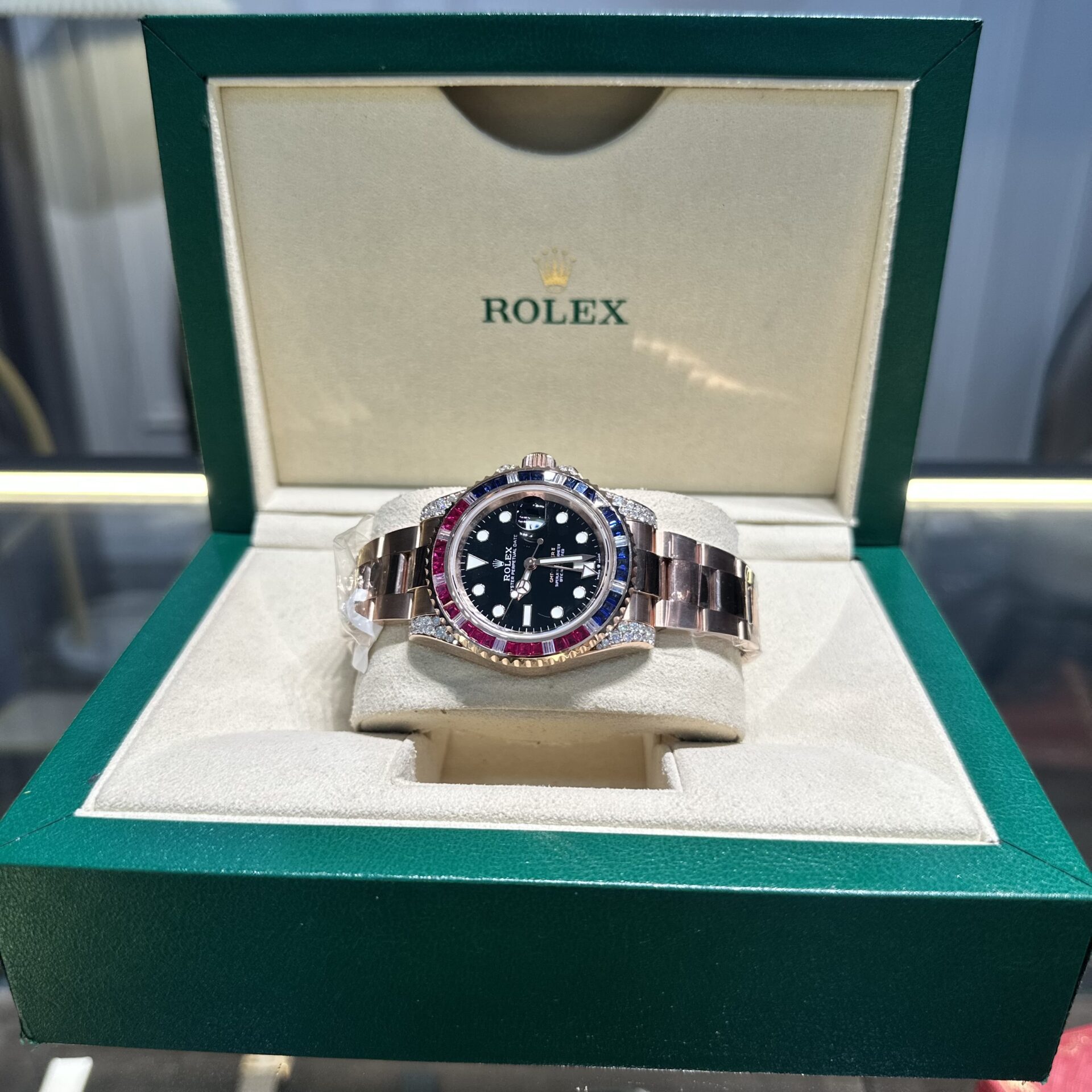 Rolex GMT-Master II 126755 SARU Replica Watch Gold Wrapped Moissanite 41mm - Elite Watch Atelier