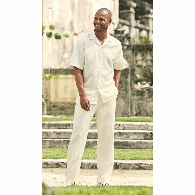 Stacy Adams Textured Shirt Pant Set - MIDNIGHT VELVET CATALOG