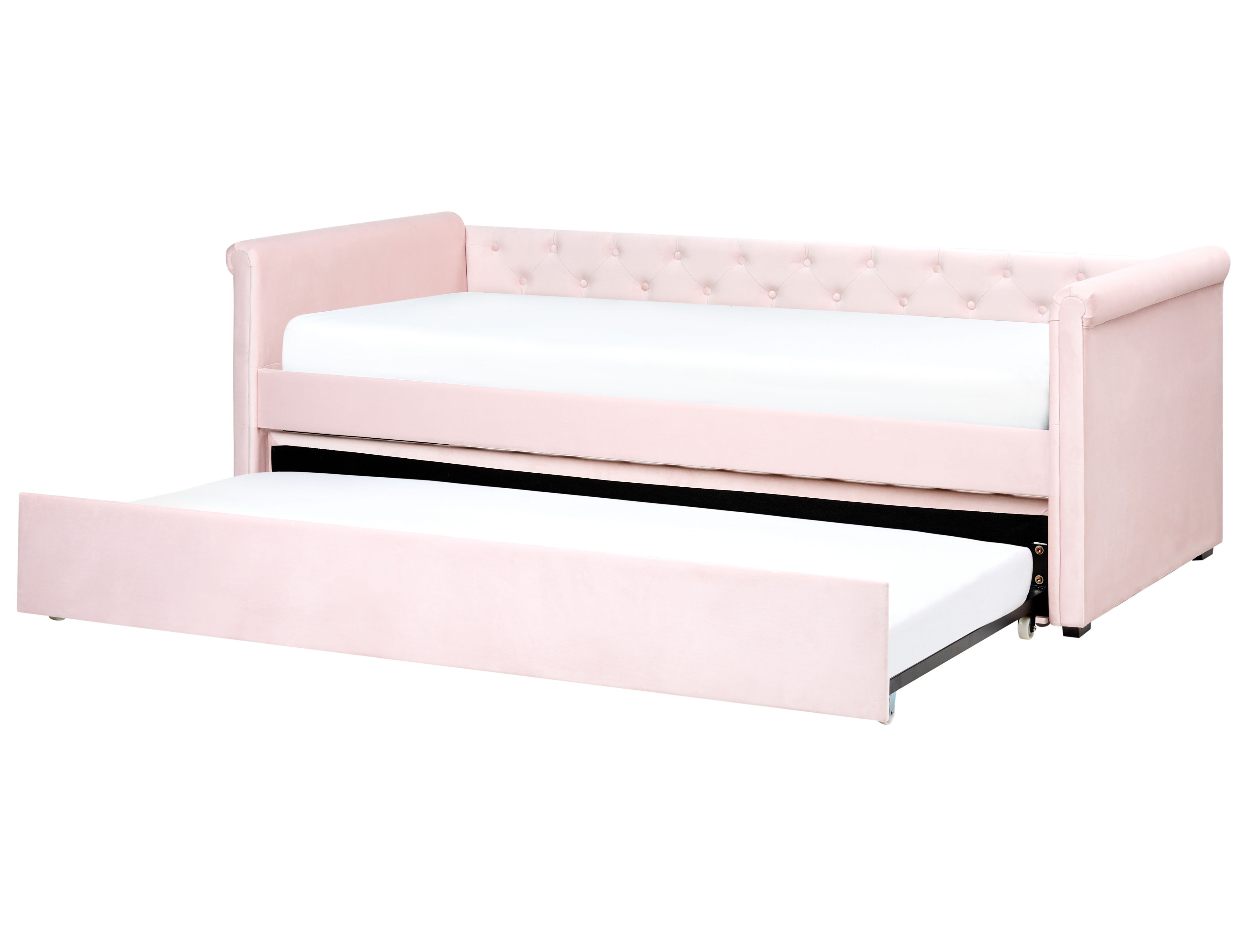 Trundle Bed Velvet LIBOURNE 90 x 200 cm (EU Single) Pastel Pink