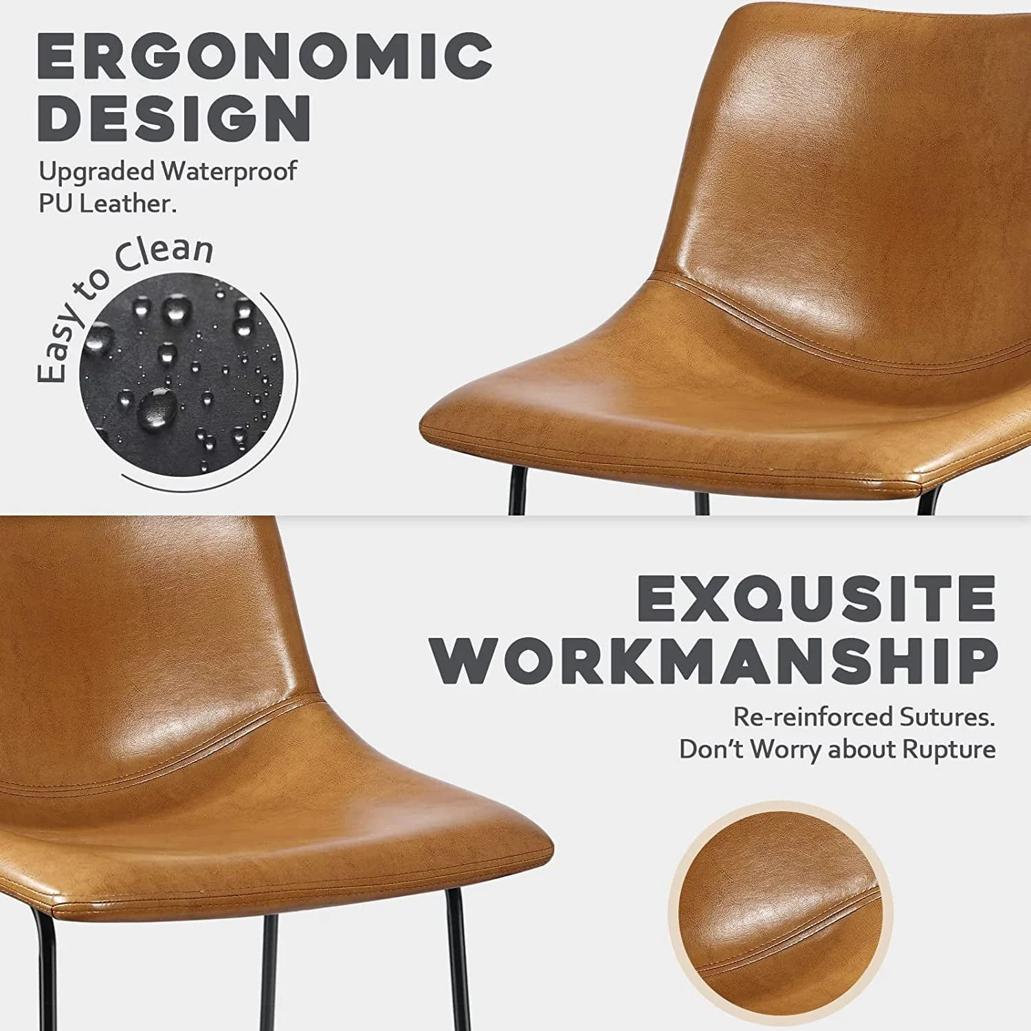 Vitesse 26/30 inch PU Faux Leather Counter Bar Height Stools with Back