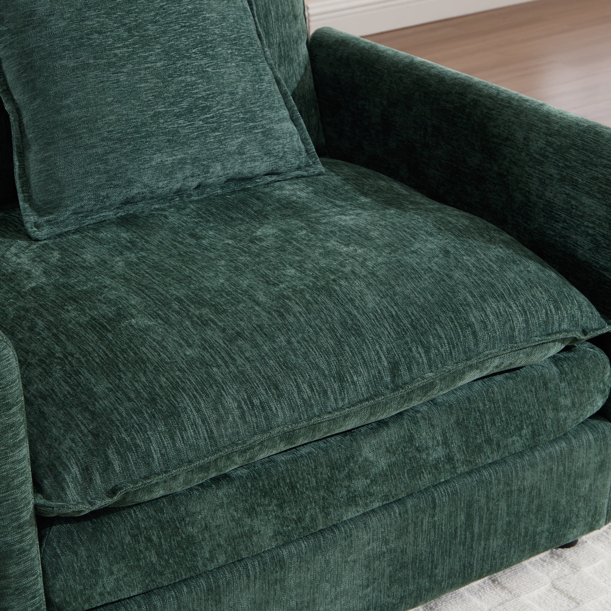 Muumblus Oversized Lounge Chair with Ottoman, Cloud Accent Armchair for Living Room, Beige Chenille - Image 18