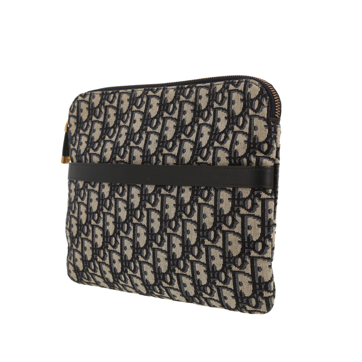 Dior pouch in blue monogram canvas Oblique and blue leather1:1High-quality replica