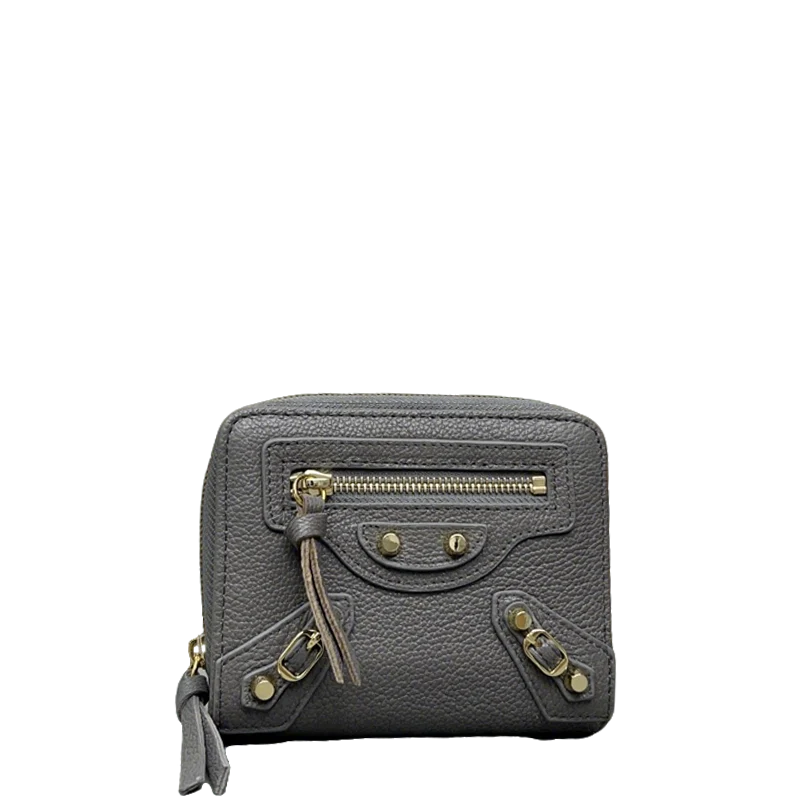 Balenciaga Compact Wallet with Textured Leather and Gold - Tone Hardware for Fashionable Organization - Replicaclubs