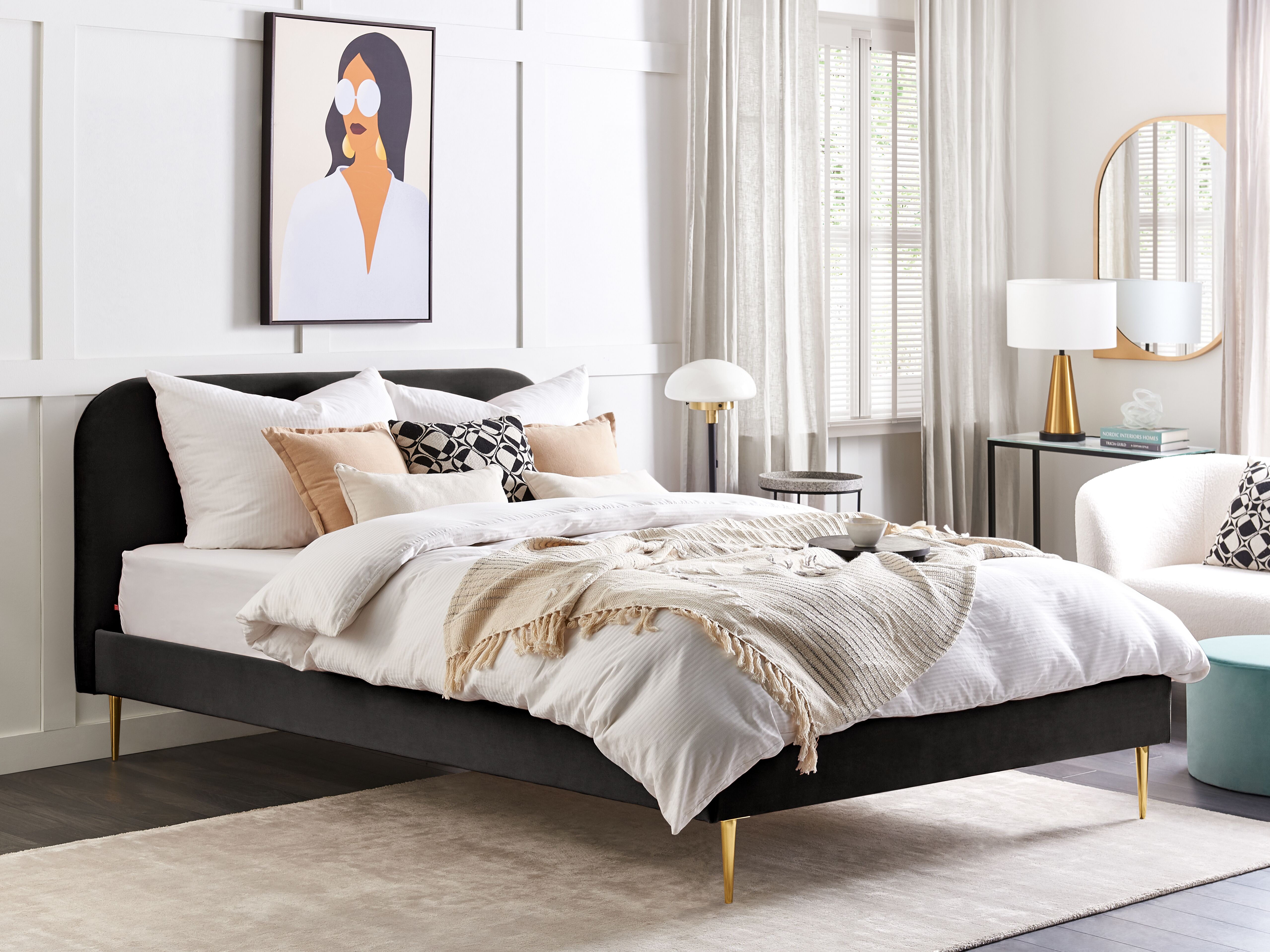 Bed Velvet FLAYAT 180 x 200 cm (EU Super King) Black
