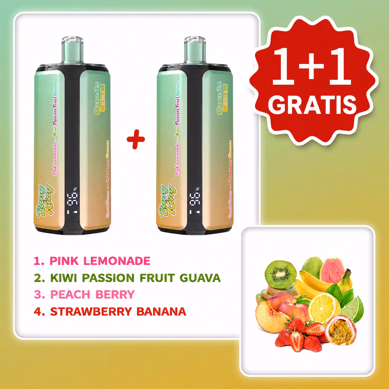 VAPSOLO BANG KING 250 000 puffów Quads 4in1 – Pink Guava Velvet: 4 smaki | 1+1 gratis