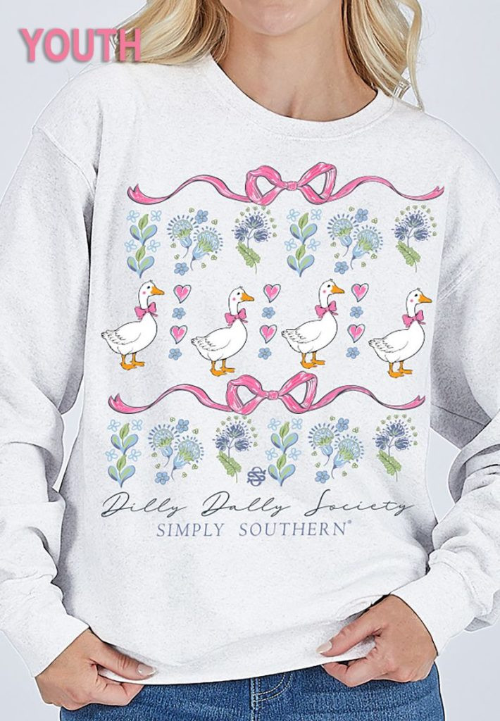 YTH-CREW-DILLY-WHITE - Simply Southern Outlet