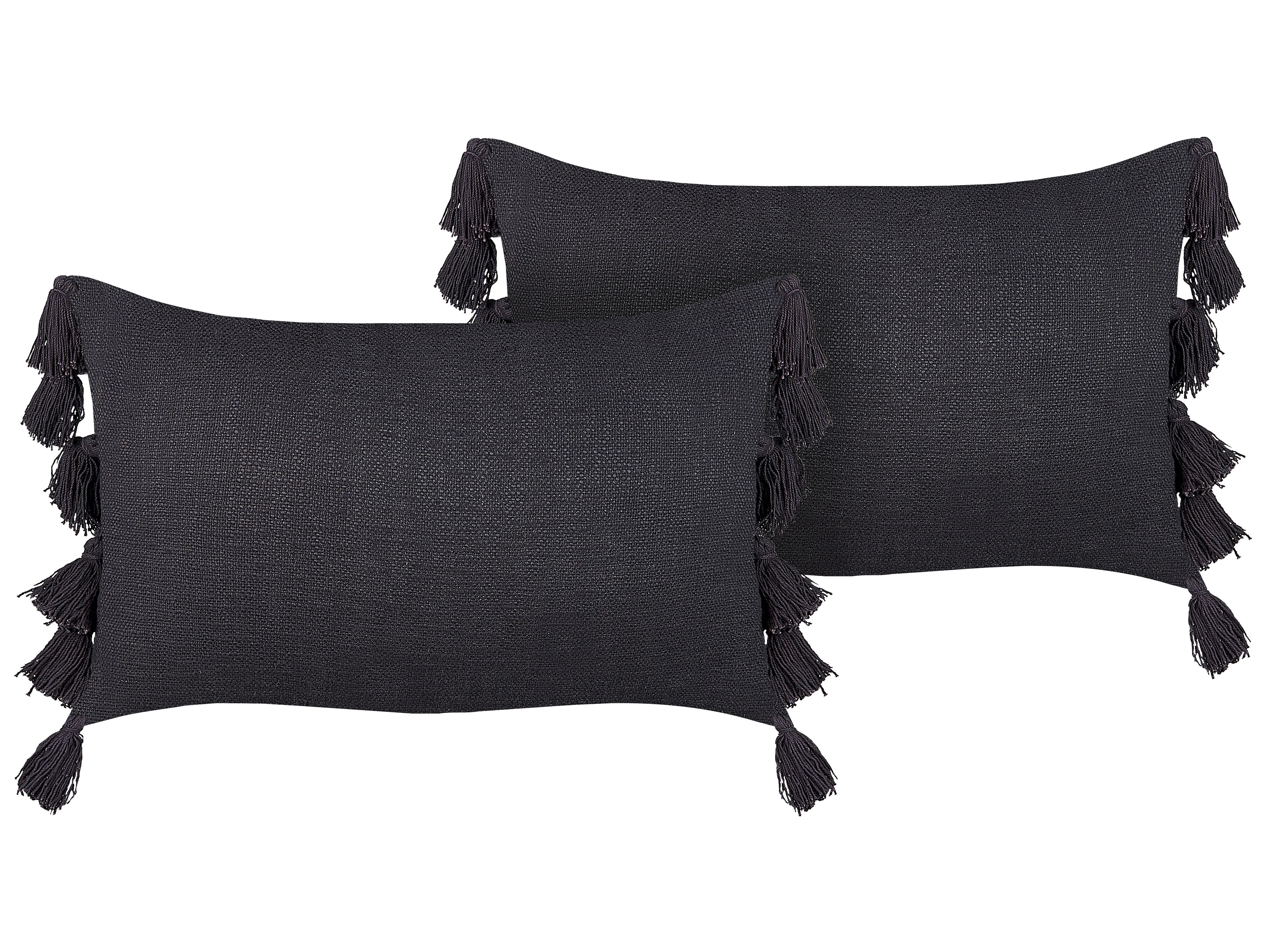 Set of 2 Decorative Cushions LYTHRUM Cotton 45 x 45 cm Dark Grey Solid