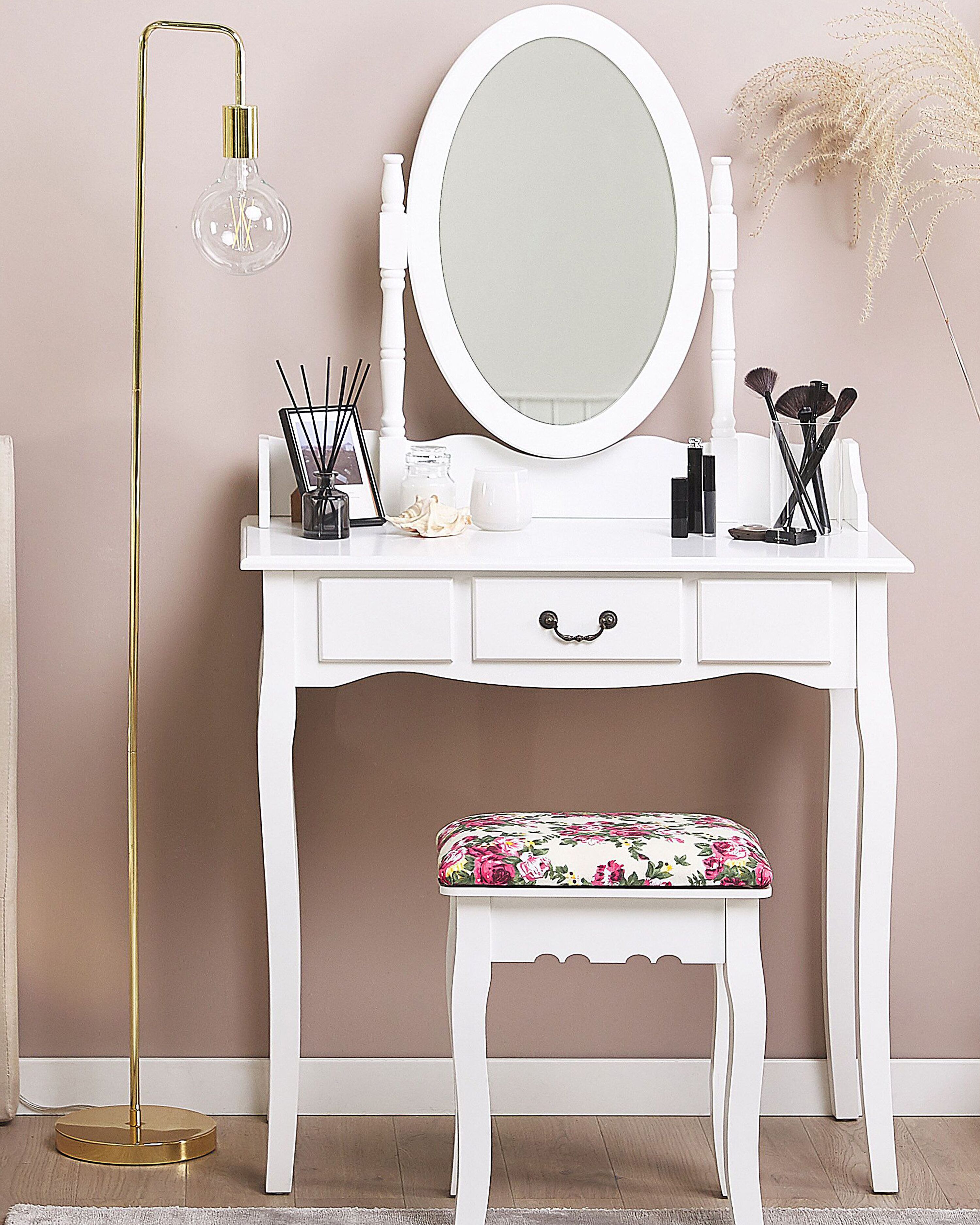 Dressing Table with Mirror and Stool SOLEIL White