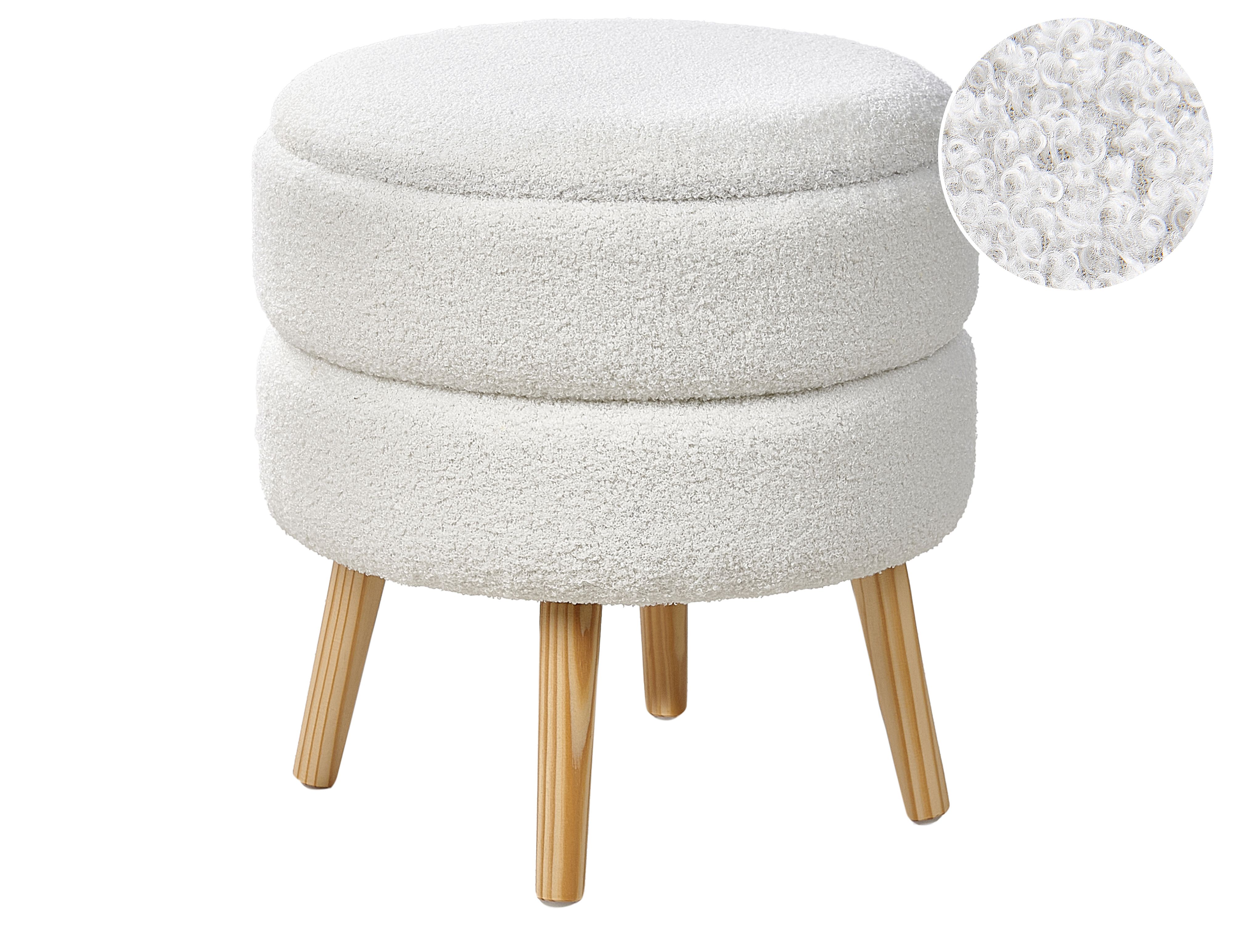 Storage Stool OKATON Boucle White