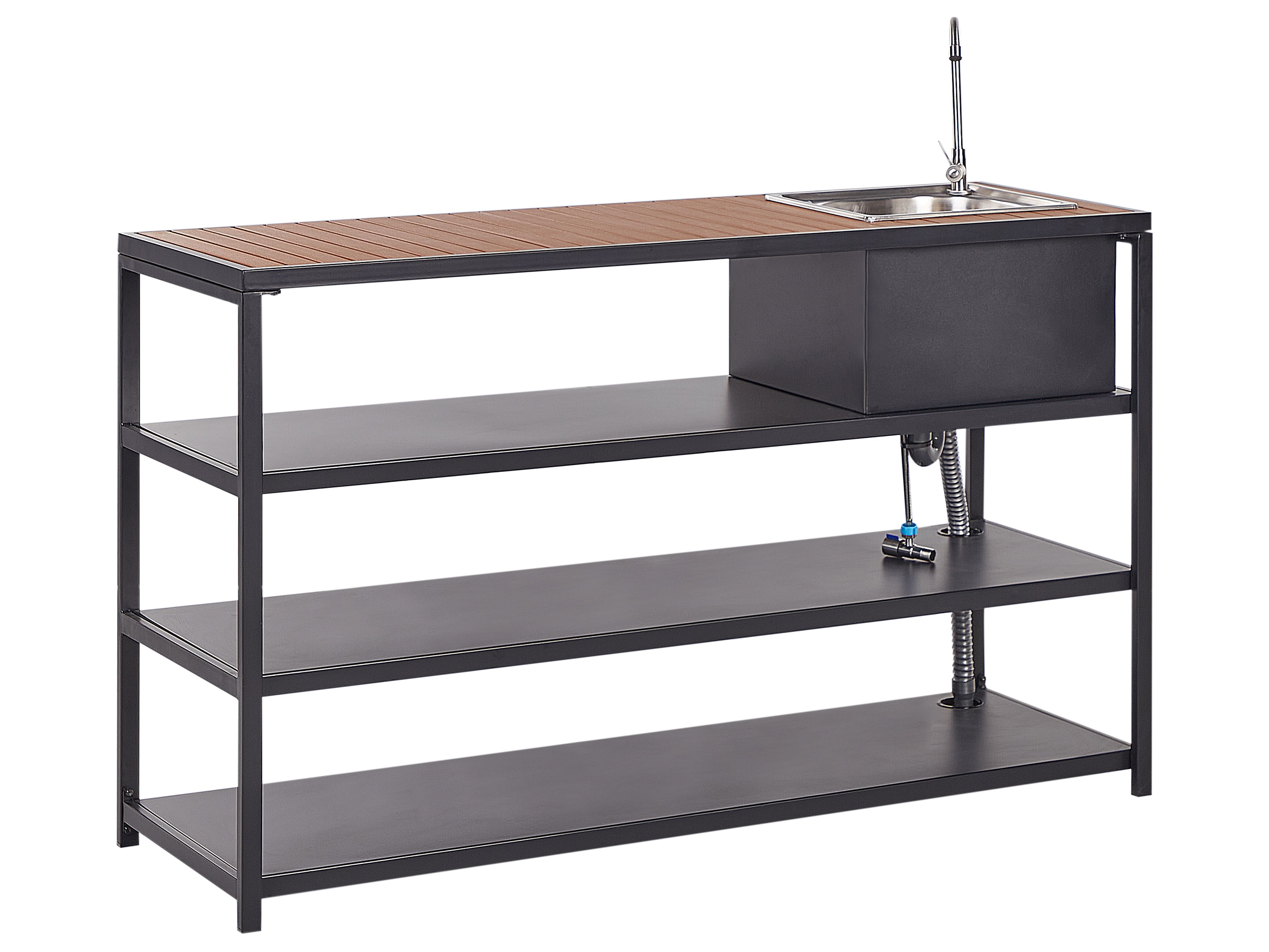 Outdoor Kitchen Island with Sink AVETRANA Metal Black