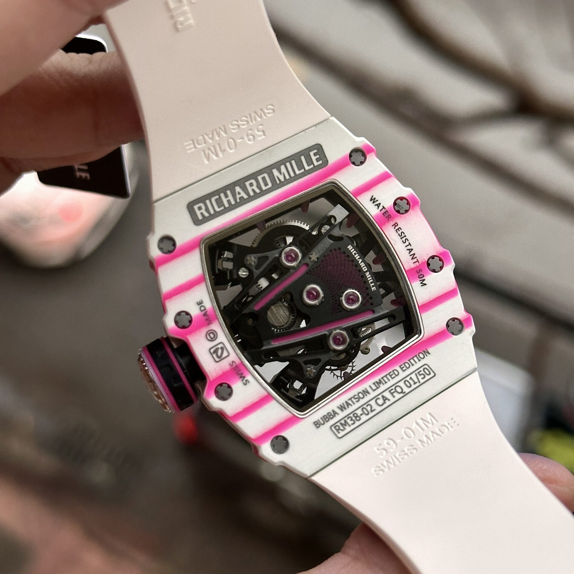 Richard Mille Replica Watch RM38-02 Tourbillon Rubber Strap 43.7mm - Top club