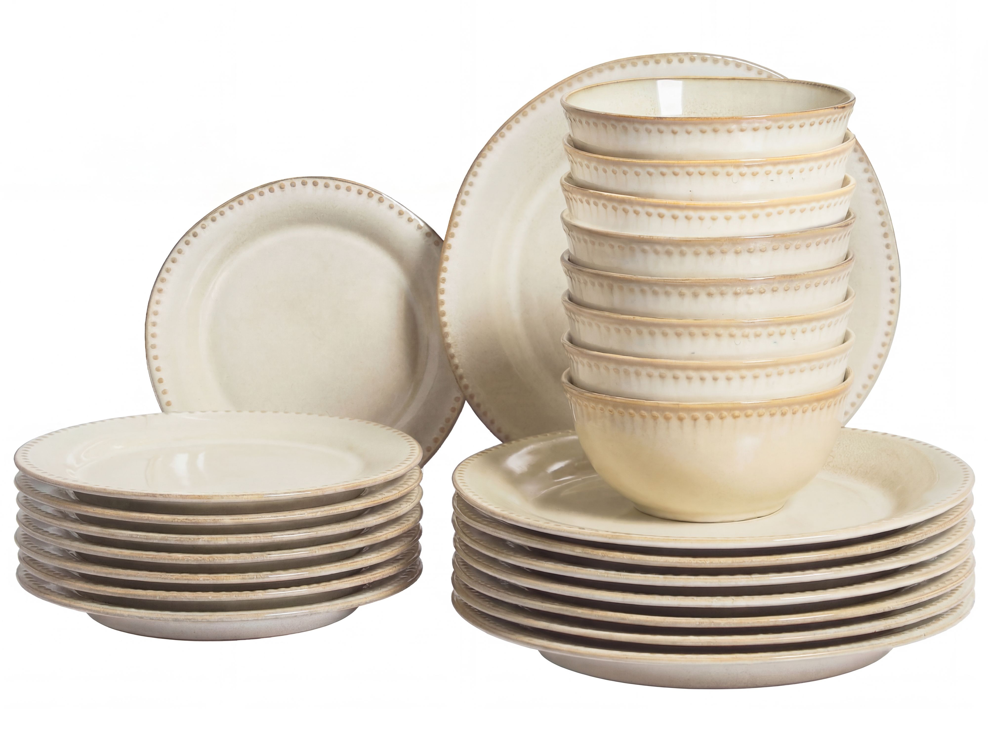 Set of 24 Dinnerware CHERVIL Stoneware Light Beige