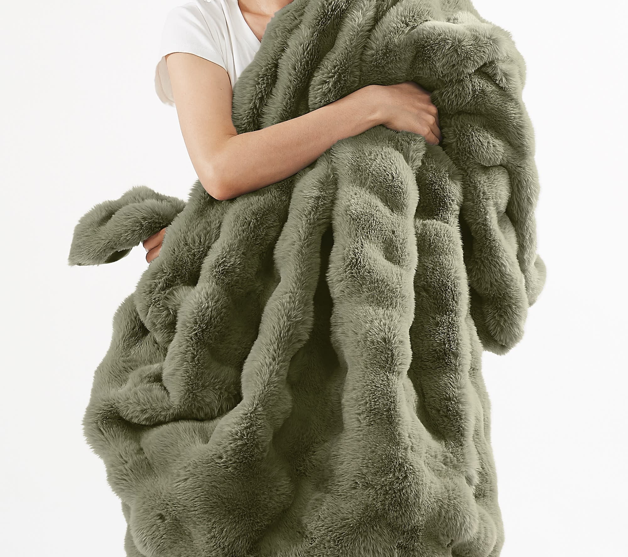 Brooklyn Loom Bubble Faux Fur 100% Microfiber Polyester Twin XL Blanket in Green, All Season, Adult Size, OEKO-TEX Certified - Image 5