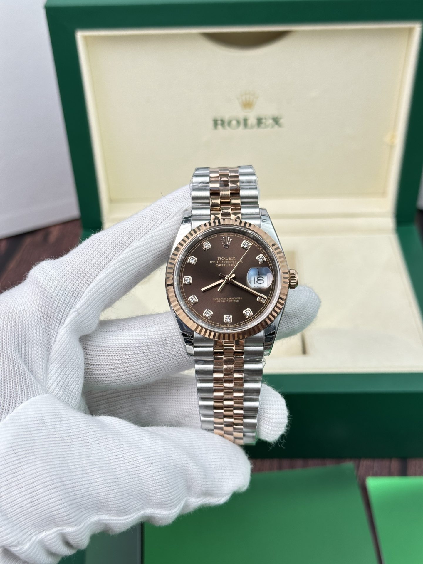 Rolex Replica 11 Watch Datejust Rose Gold Plated Chocolate Dial EW Factory 36mm - Elite Watch Atelier